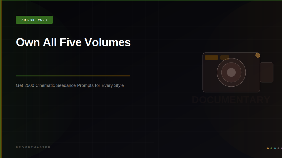 Own All Five Volumes: Get 2500 Cinematic Seedance 2.0 Prompts for Every Style