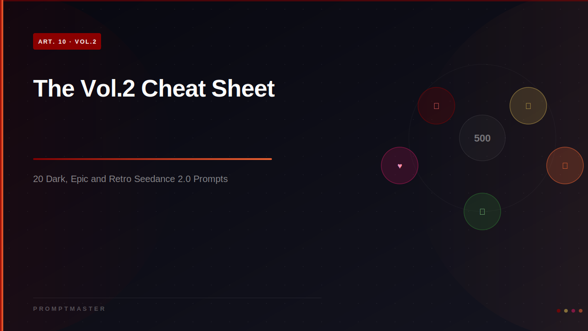 The Seedance 2.0 Vol.2 Cheat Sheet: 20 Dark, Epic and Retro Prompts