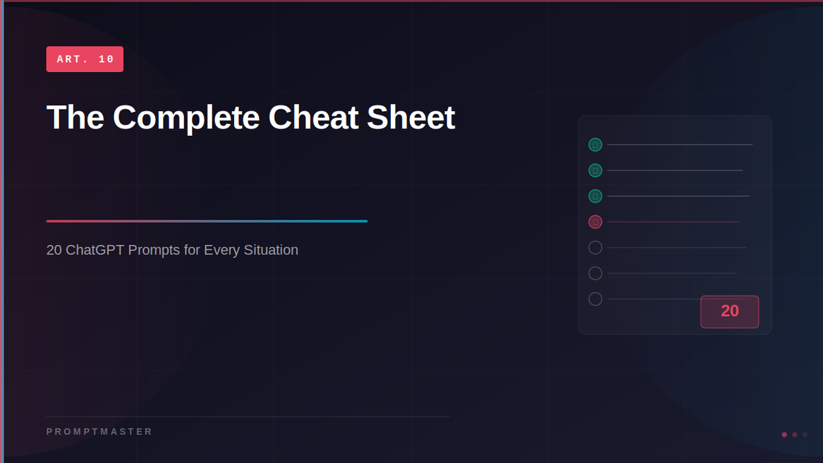 The Complete ChatGPT Prompt Cheat Sheet: 20 Prompts for Every Situation