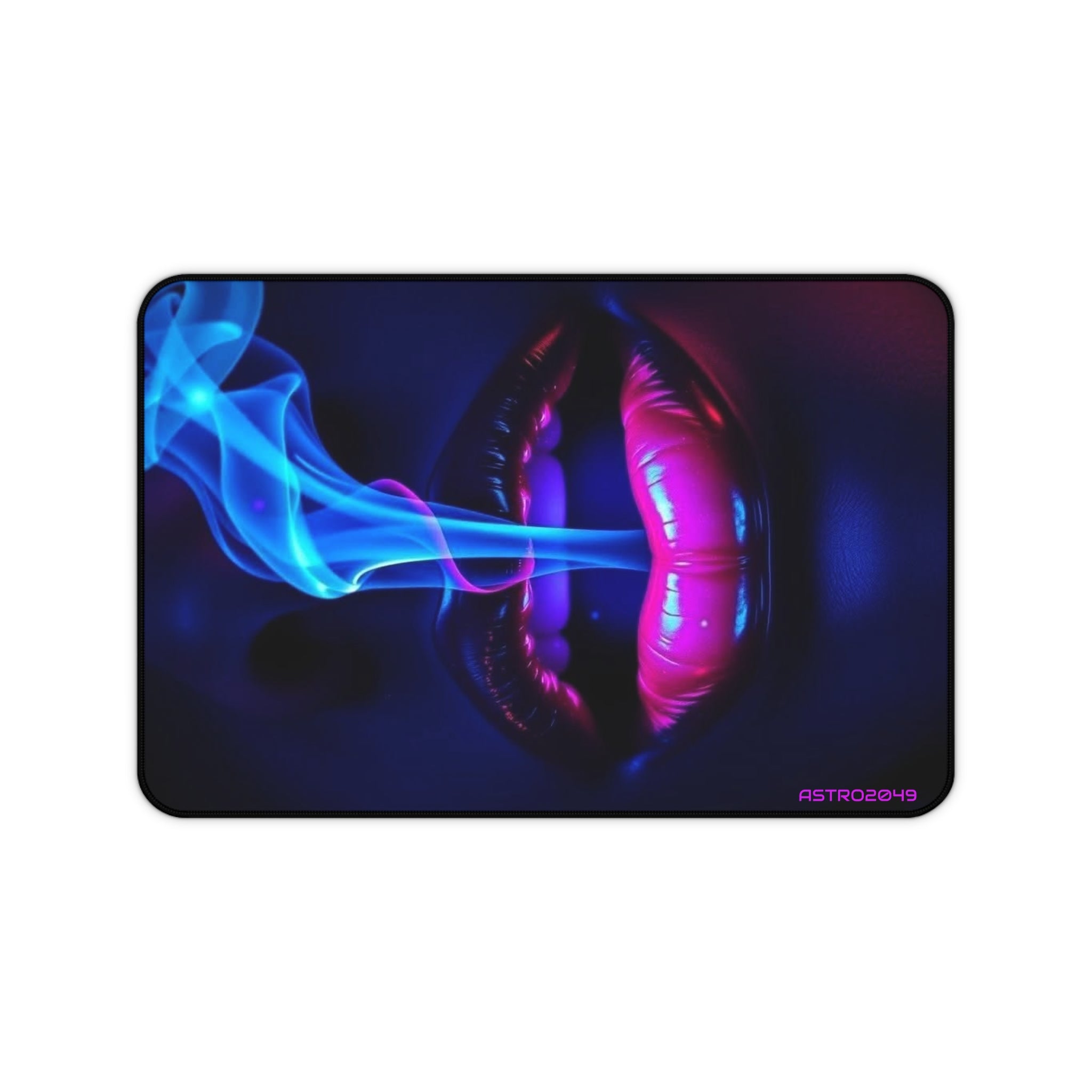 CYBERPUNK - Futuristic Desk Mat, Vibrant Neon Lips Desk Mat, Gaming Desk Pad, Gift for Artists, Colorful Workstation Accessory