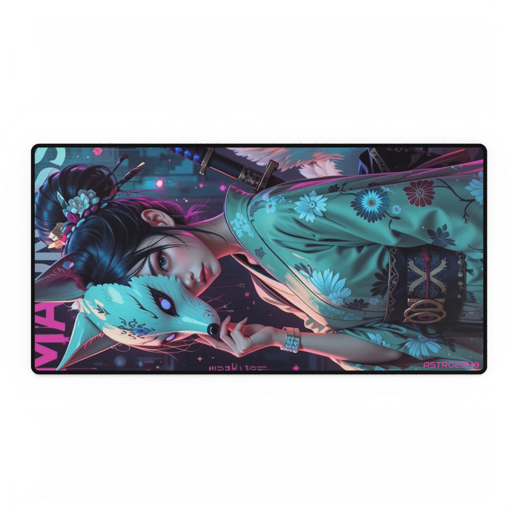 CYBERPUNK - GEISHA - Artistic Desk Mat with Japanese Inspired Design, Gaming Desk Pad, Home Office Accessories, Mouse Pad