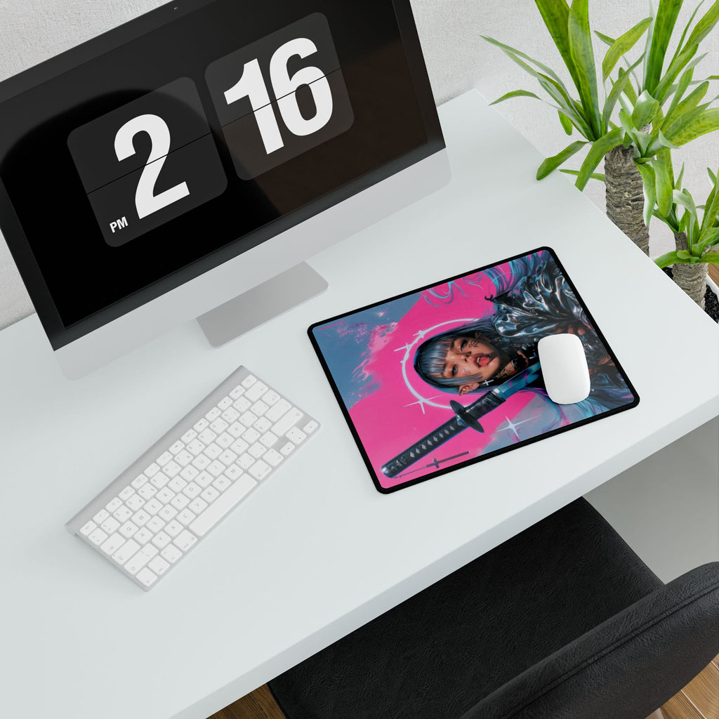 CYBERPUNK - GEISHA - SAMURAI - Vibrant Desk Mat with Samurai Girl Art - Gaming, Home Office, Stylish Decor, Unique Gift, Anime Lover