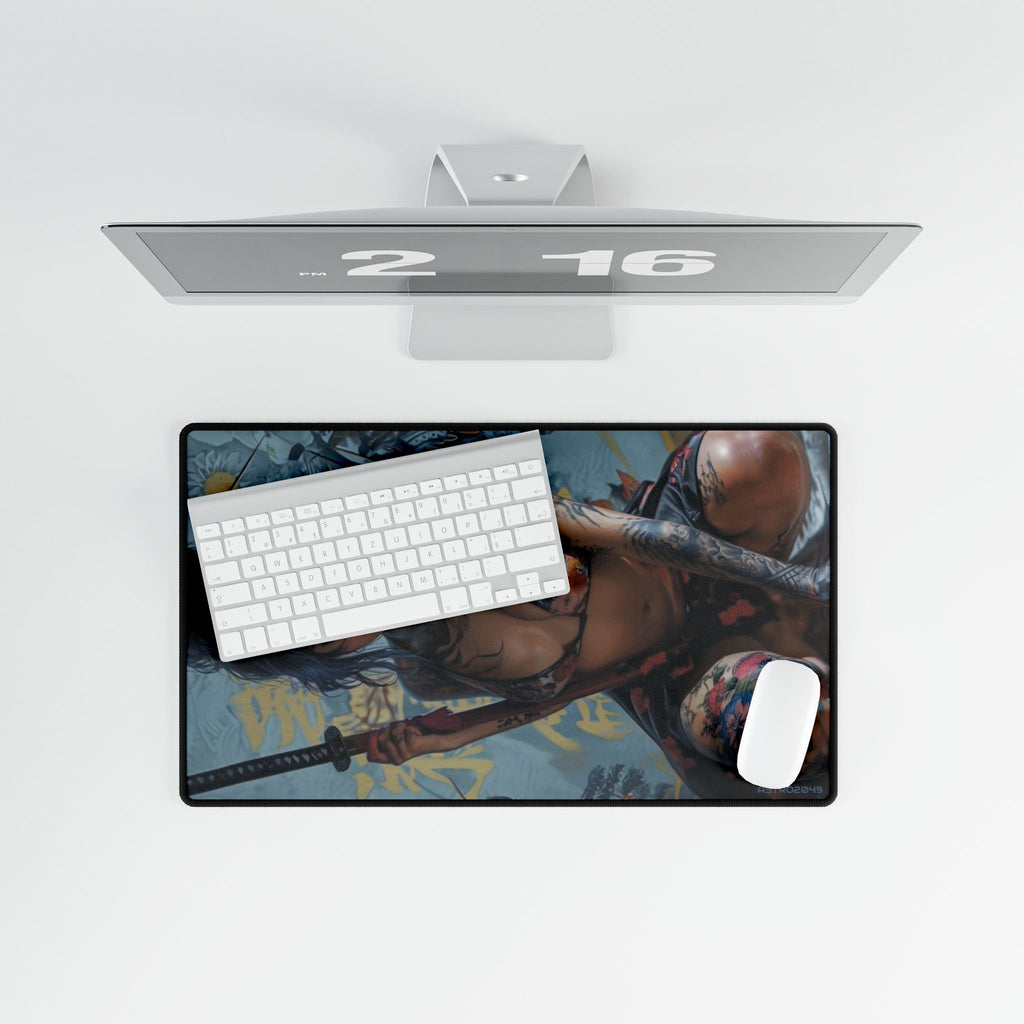 CYBERPUNK - SAMURAI - Artistic Desk Mat with Samurai Theme, Gamer Desk Accessories, Office Decor, Unique Gift for Him, Custom Mouse Pad