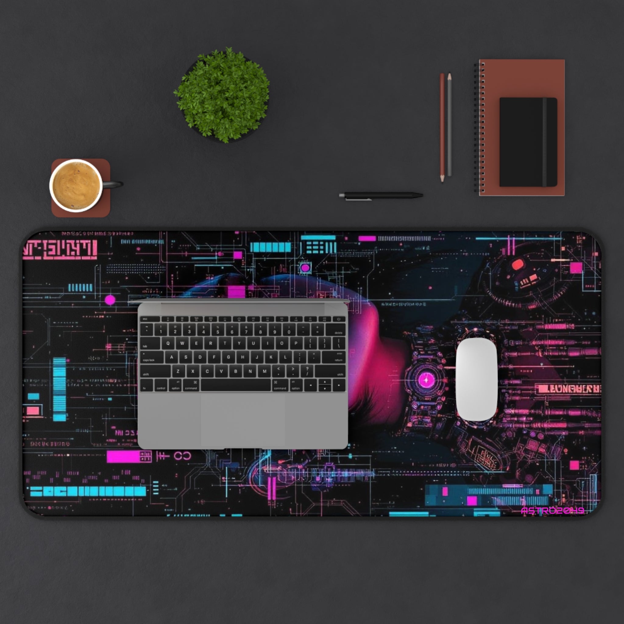 CYBERPUNK - Futuristic Desk Mat - Cyberpunk Theme, Gaming Setup, Office Decor, Tech Gift, Personal Workspace