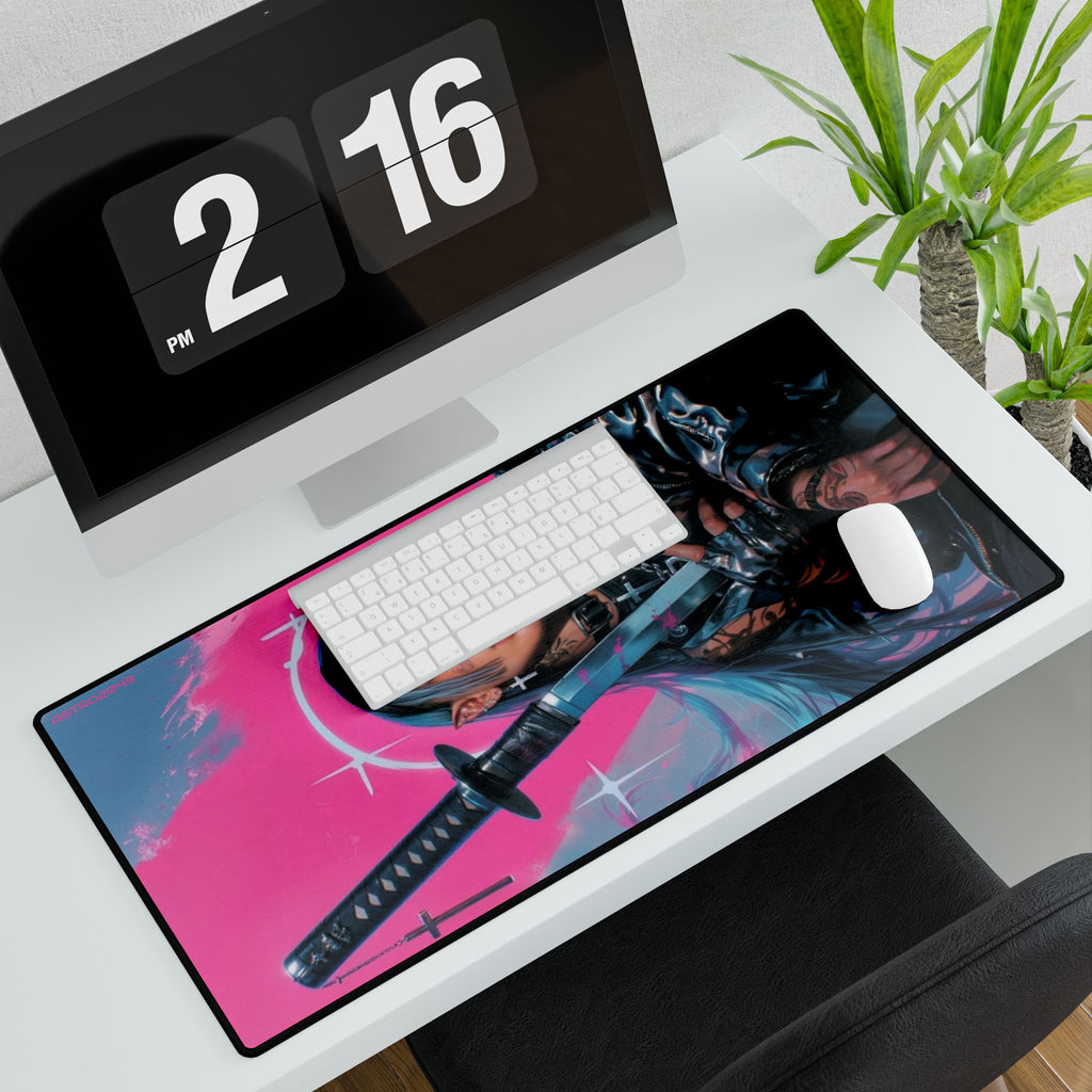 CYBERPUNK - GEISHA - SAMURAI - Vibrant Desk Mat with Samurai Girl Art - Gaming, Home Office, Stylish Decor, Unique Gift, Anime Lover