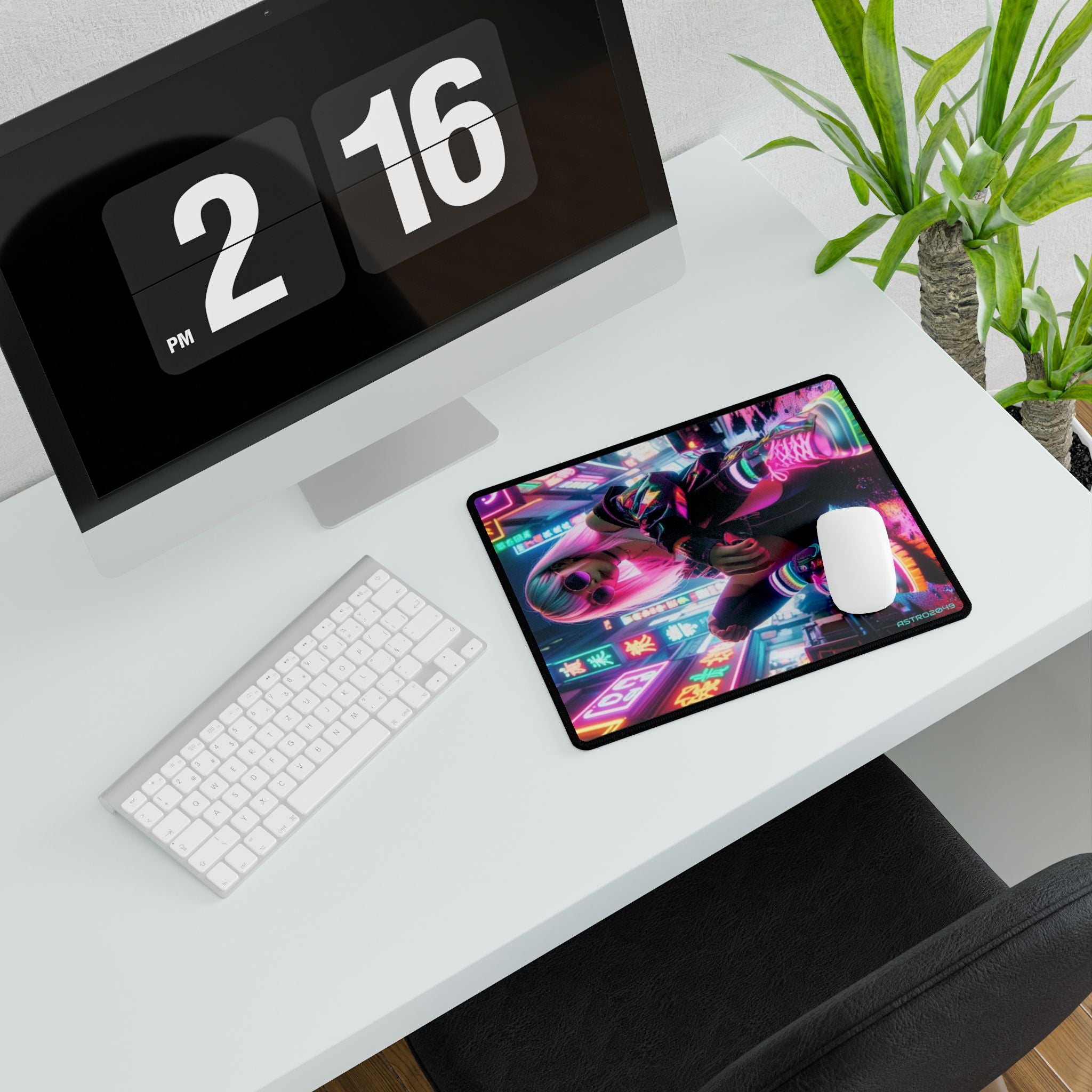 CYBERPUNK - Neon Vibe Desk Mat - Gaming Workspace Decor, Computer Accessories for Gamers, Office Desk Pad, Stylish Desk Decoration