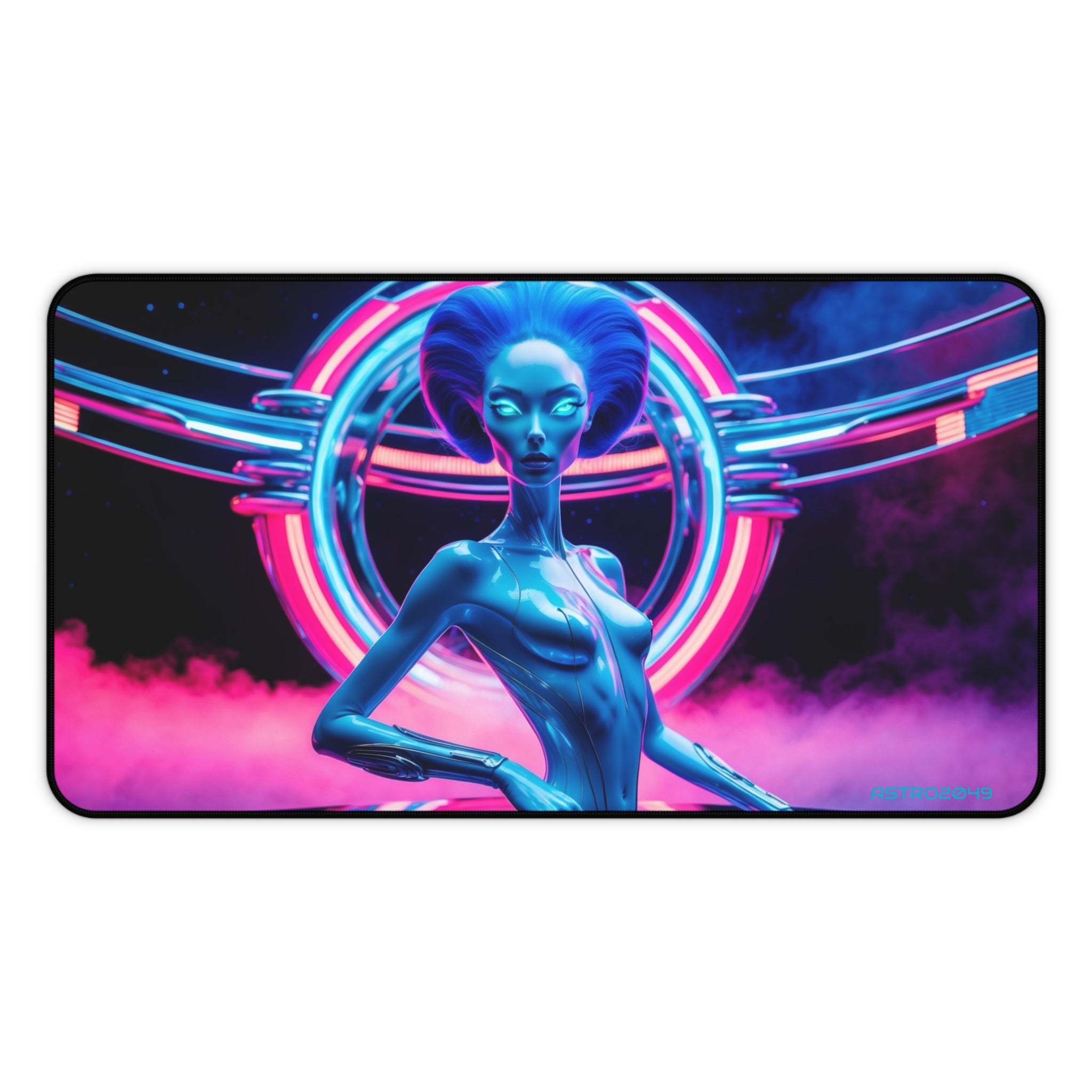 CYBERPUNK - ALIEN -Futuristic Alien Desk Mat - Neon Workspace Accessory, Gaming Mat, Computer Pad, Sci-Fi Decor, Unique Gift