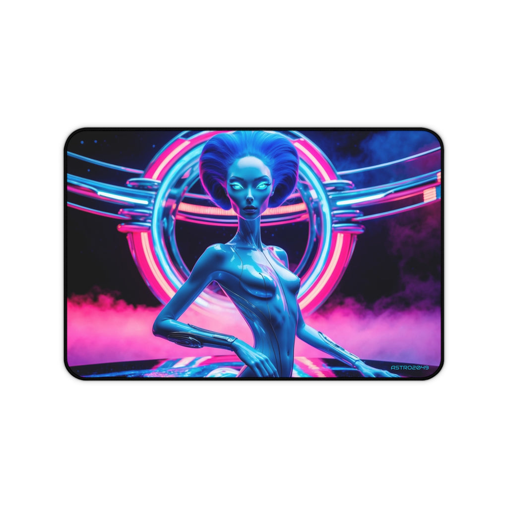 CYBERPUNK - ALIEN -Futuristic Alien Desk Mat - Neon Workspace Accessory, Gaming Mat, Computer Pad, Sci-Fi Decor, Unique Gift