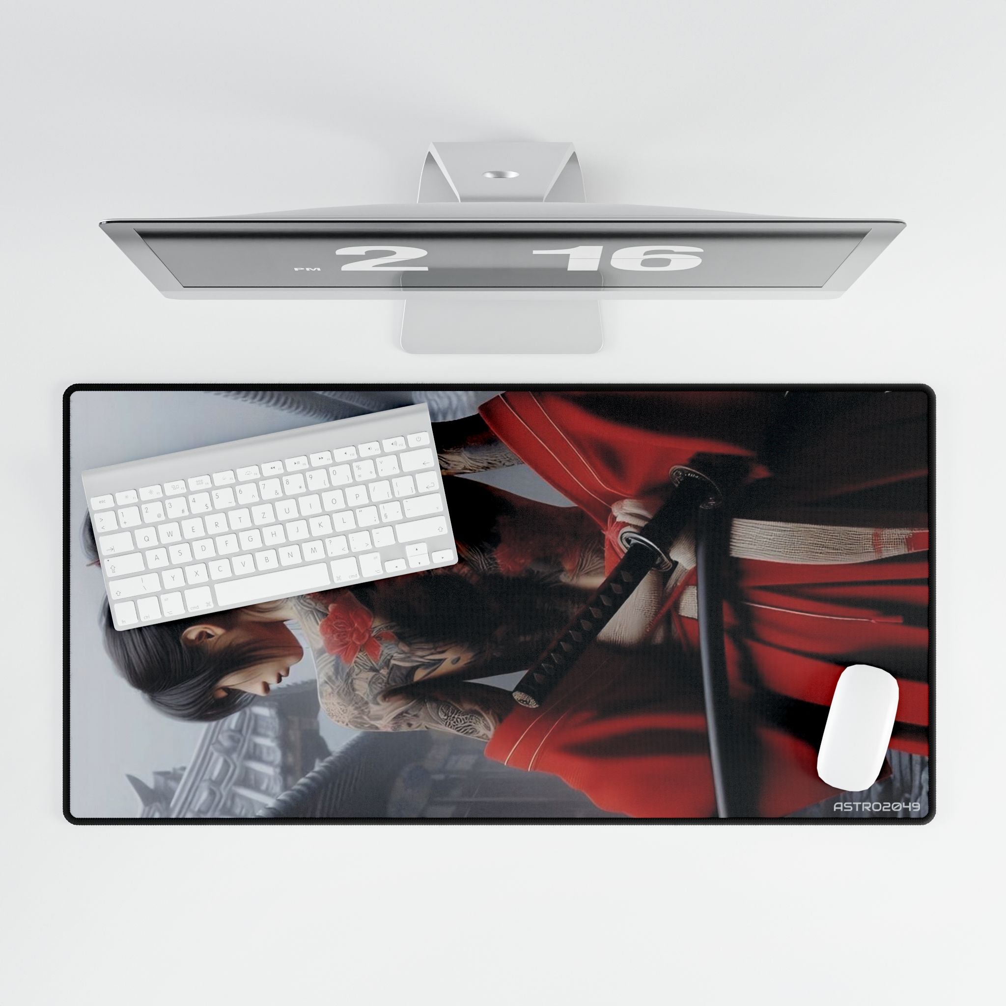 CYBERPUNK - GEISHA - SAMURAI - Japanese Warrior Desk Mat, Gaming Mouse Pad, Office Decor, Personalized Home Office Style