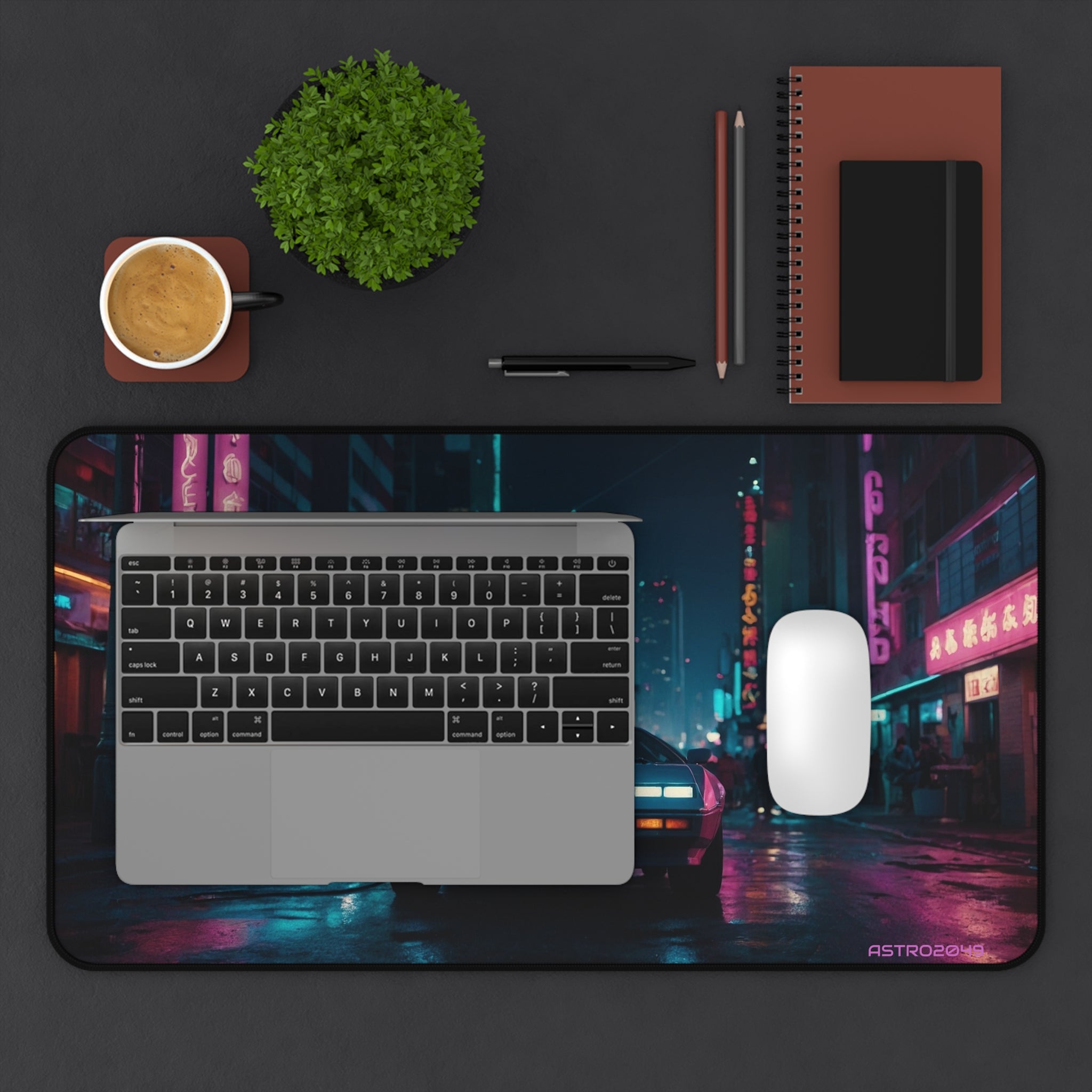 CYBERPUNK - RETROWAVE - Retro Neon City Desk Mat - Stylish Gaming Mouse Pad, Vintage Aesthetic Office Decor, Gift for Gamers,Tech Lover