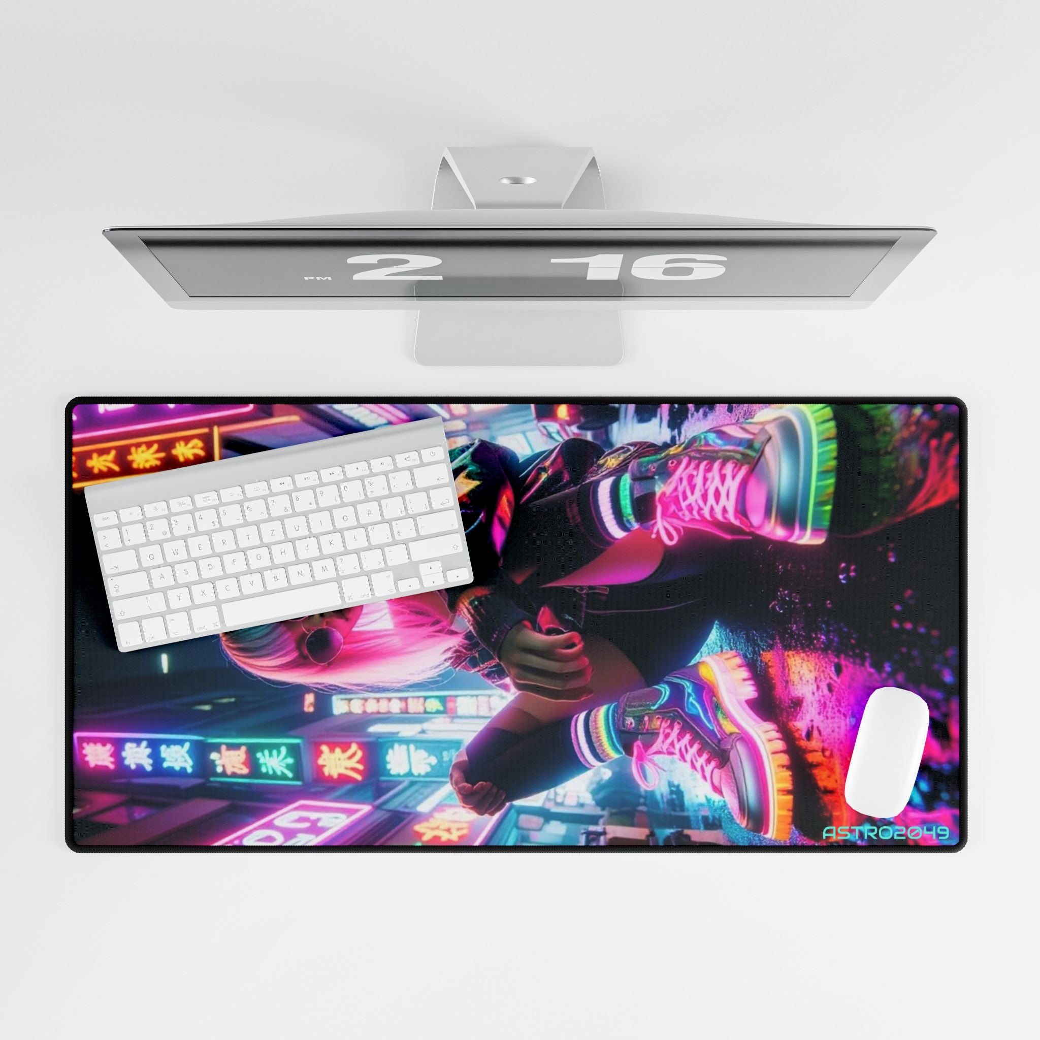 CYBERPUNK - Neon Vibe Desk Mat - Gaming Workspace Decor, Computer Accessories for Gamers, Office Desk Pad, Stylish Desk Decoration