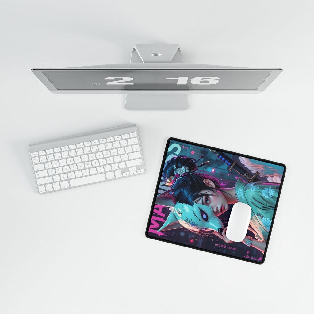 CYBERPUNK - GEISHA - Artistic Desk Mat with Japanese Inspired Design, Gaming Desk Pad, Home Office Accessories, Mouse Pad