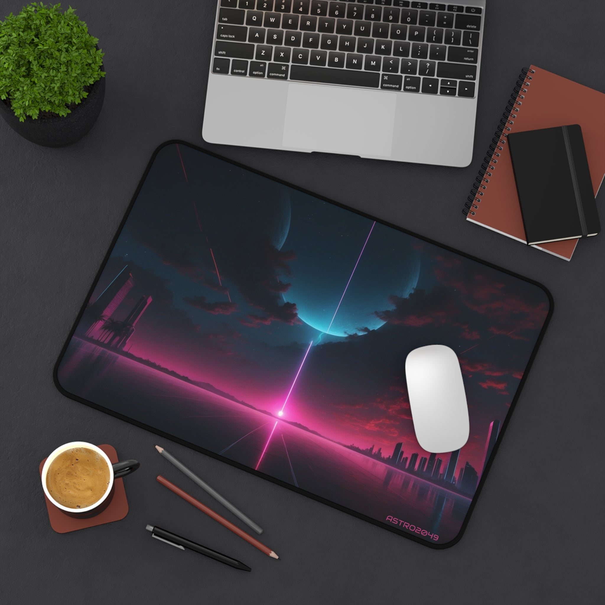 CYBERPUNK - RETROWAVE - Retro Futuristic Desk Mat, Gaming Mouse Pad, Office Decor, Gift for Gamers, Desk Accessories, Cyberpunk Theme