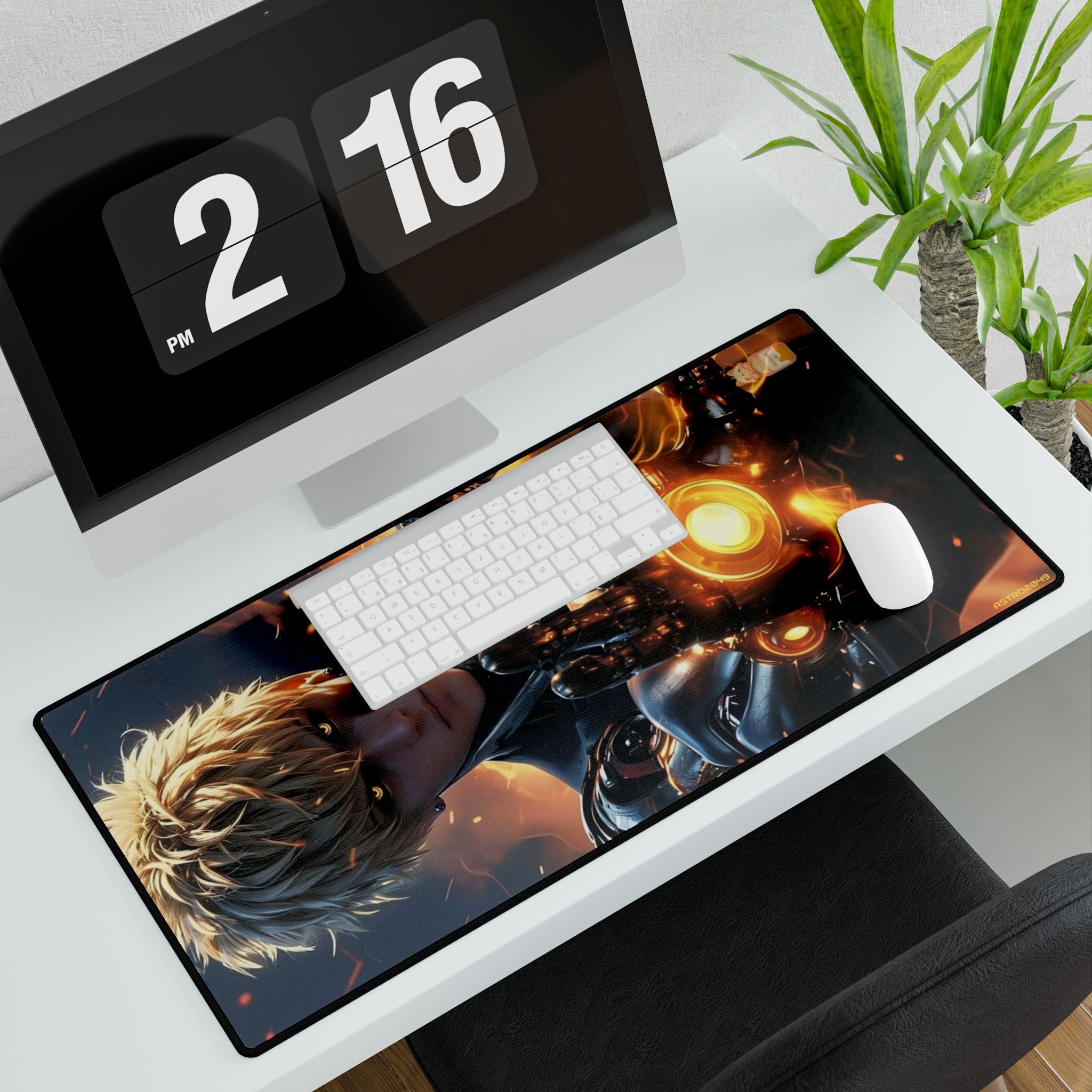ONE-PUNCH MAN: Genos - Gaming Desk Mats, Anti-Slip Mouse Pad for Office, Computer Accessories for Gamers, Personalized Desk Decor