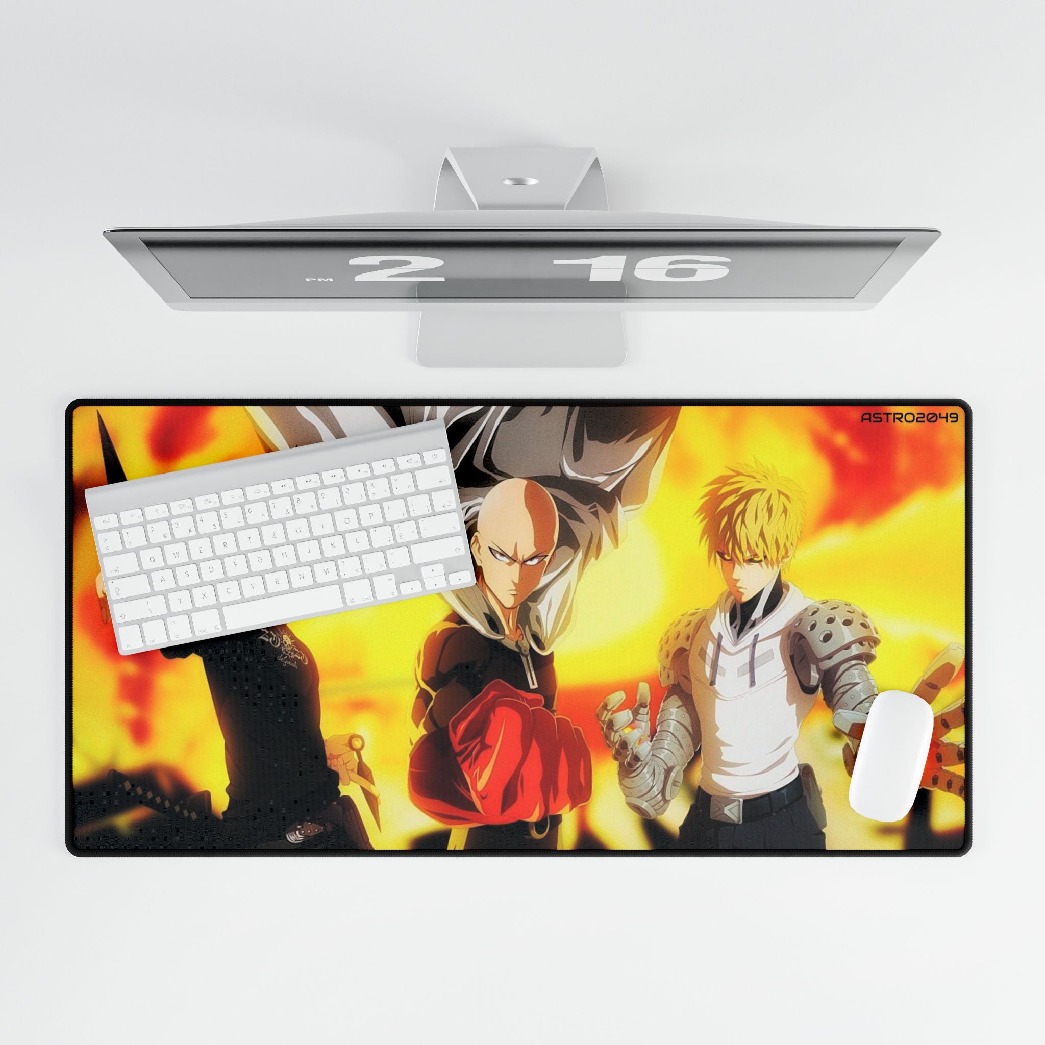 ONE-PUNCH MAN: Saitama / Genos / Sonic - Stylish Anime Desk Mat - Gamer Desk Accessories, Office Decor, Unique Gift for Anime Fans