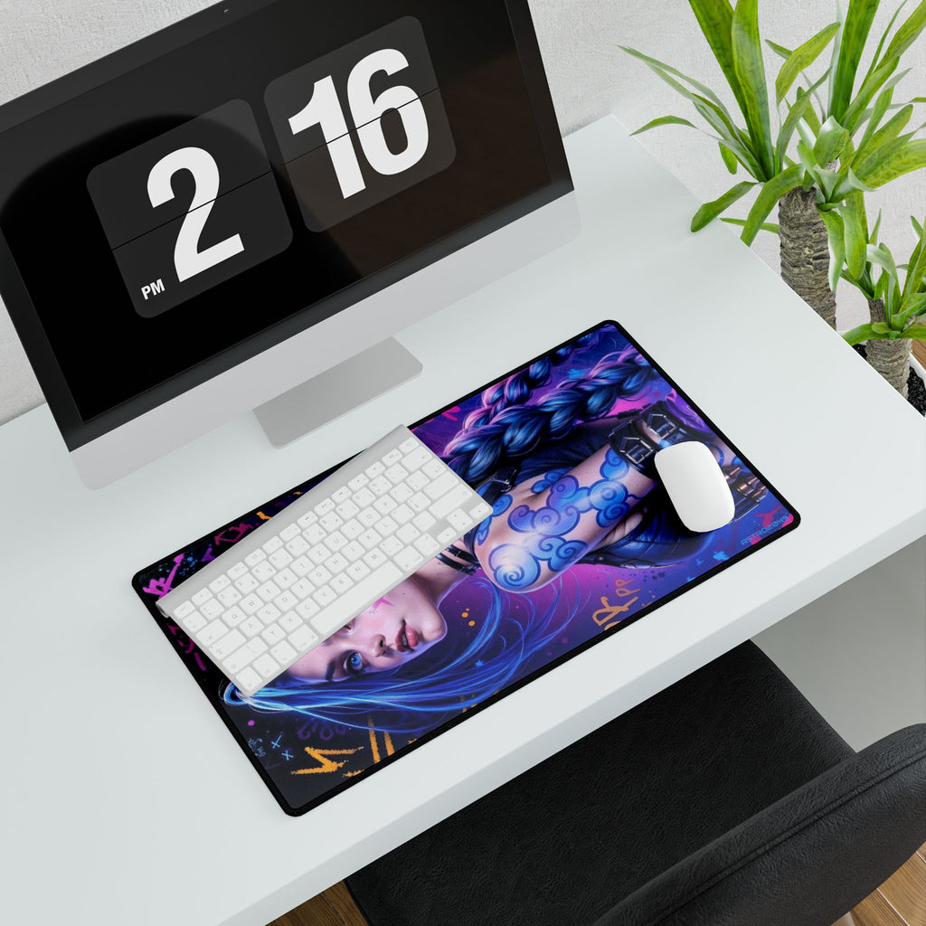 League of Legends - Arcane: JINX - Vibrant Desk Mats for Creative Workspaces, Gamer Desk Accessories, Customizable Mouse Pad