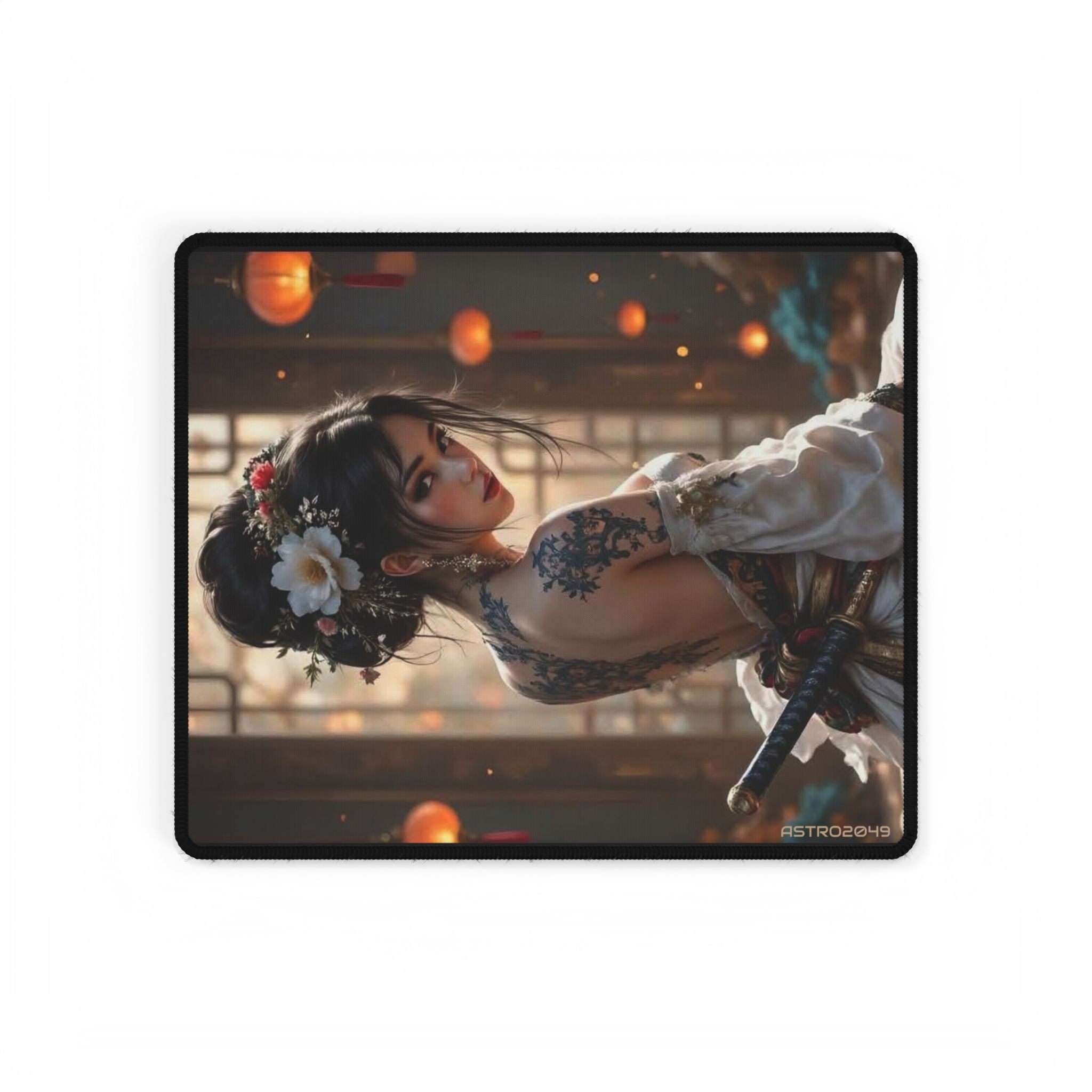CYBERPUNK - GEISHA - SAMURAI - Artistic Desk Mat - Aesthetic Desk Accessories for Study & Workspaces, Gift for Students, Home Office Decor