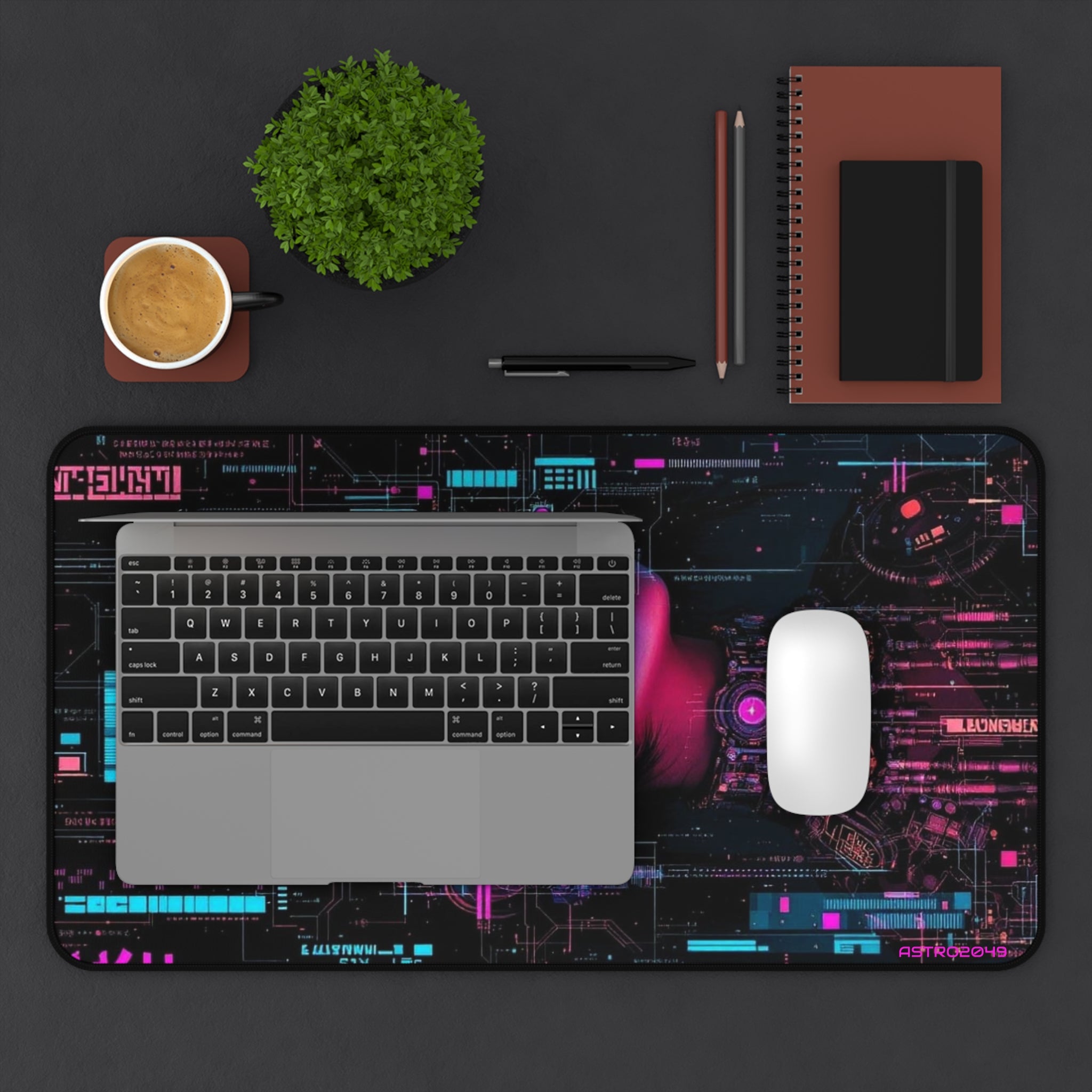 CYBERPUNK - Futuristic Desk Mat - Cyberpunk Theme, Gaming Setup, Office Decor, Tech Gift, Personal Workspace