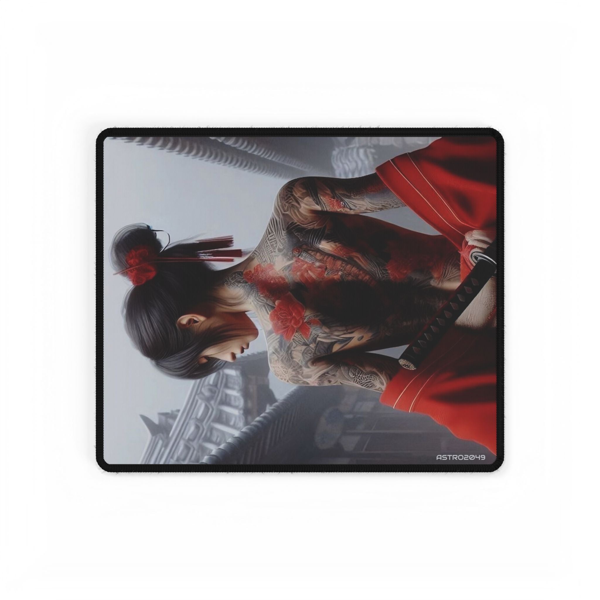CYBERPUNK - GEISHA - SAMURAI - Japanese Warrior Desk Mat, Gaming Mouse Pad, Office Decor, Personalized Home Office Style