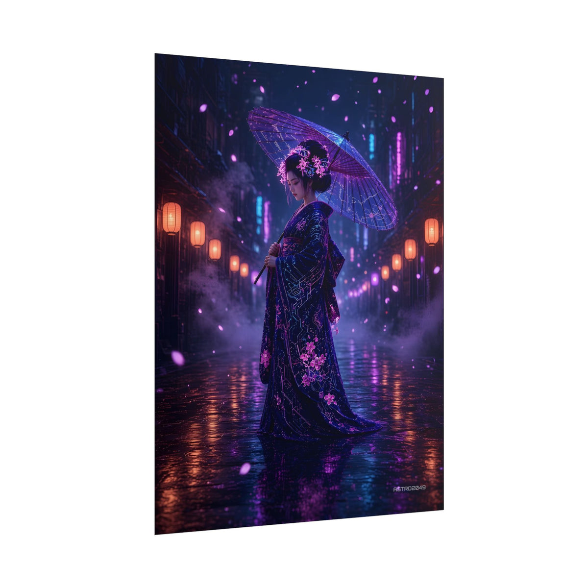 Lantern Rain Geisha matte poster by ASTRO2049, view 7 of 8