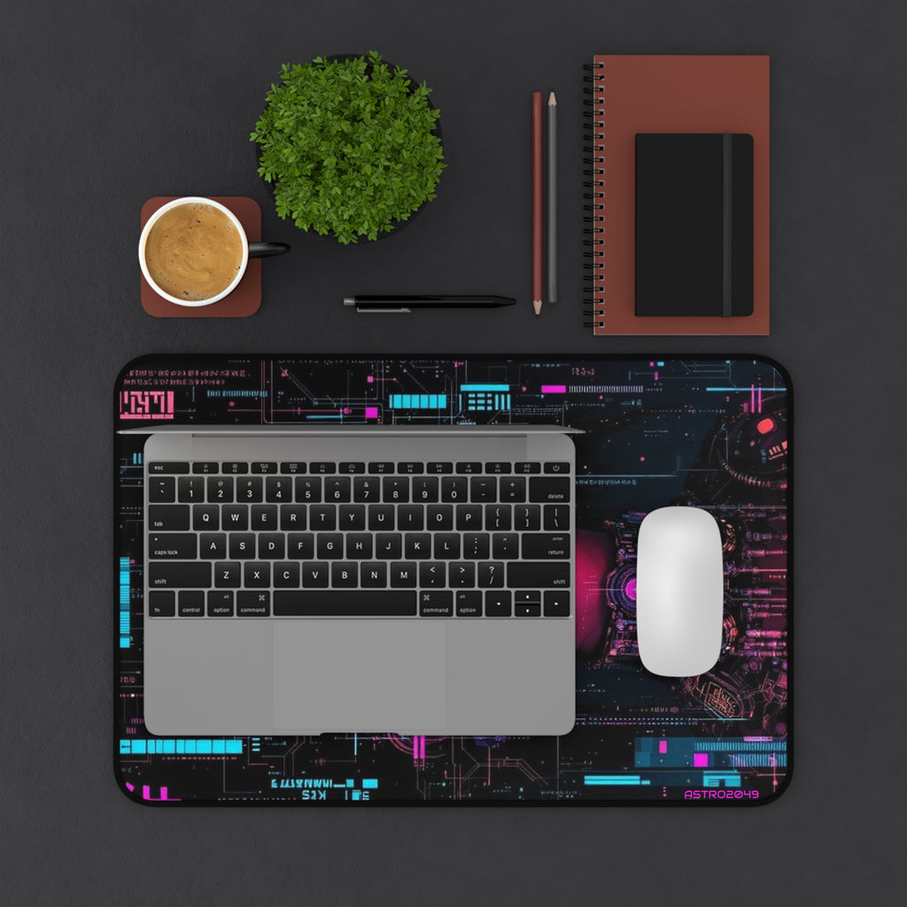 CYBERPUNK - Futuristic Desk Mat - Cyberpunk Theme, Gaming Setup, Office Decor, Tech Gift, Personal Workspace