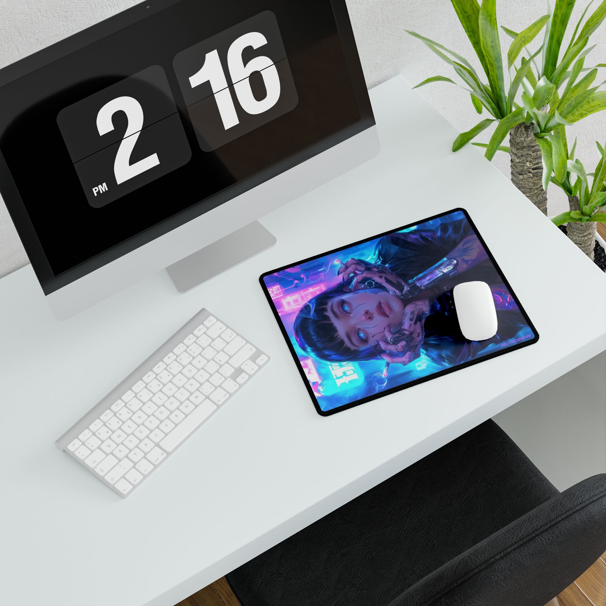 CYBERPUNK - Vibrant Desk Mat for Gamers, Colorful Desk Accessories, Gaming Setup, Office Decor, Gift for Tech Lovers, Digital Art