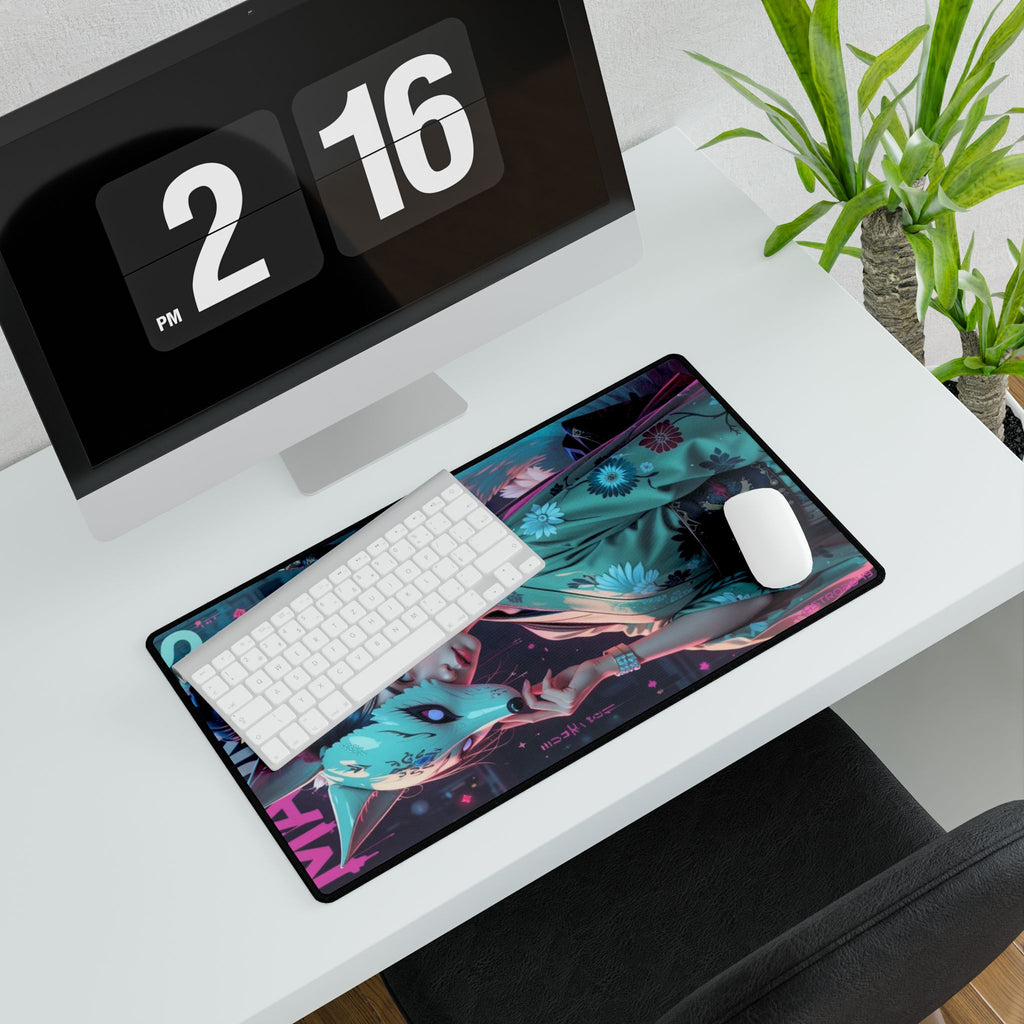 CYBERPUNK - GEISHA - Artistic Desk Mat with Japanese Inspired Design, Gaming Desk Pad, Home Office Accessories, Mouse Pad