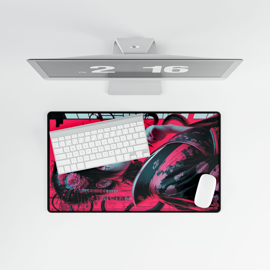 CYBERPUNK - GEISHA - Vibrant Desk Mat with Japanese Aesthetic, Office Decor, Gaming Accessory, Gift for Students, Desk Accessories