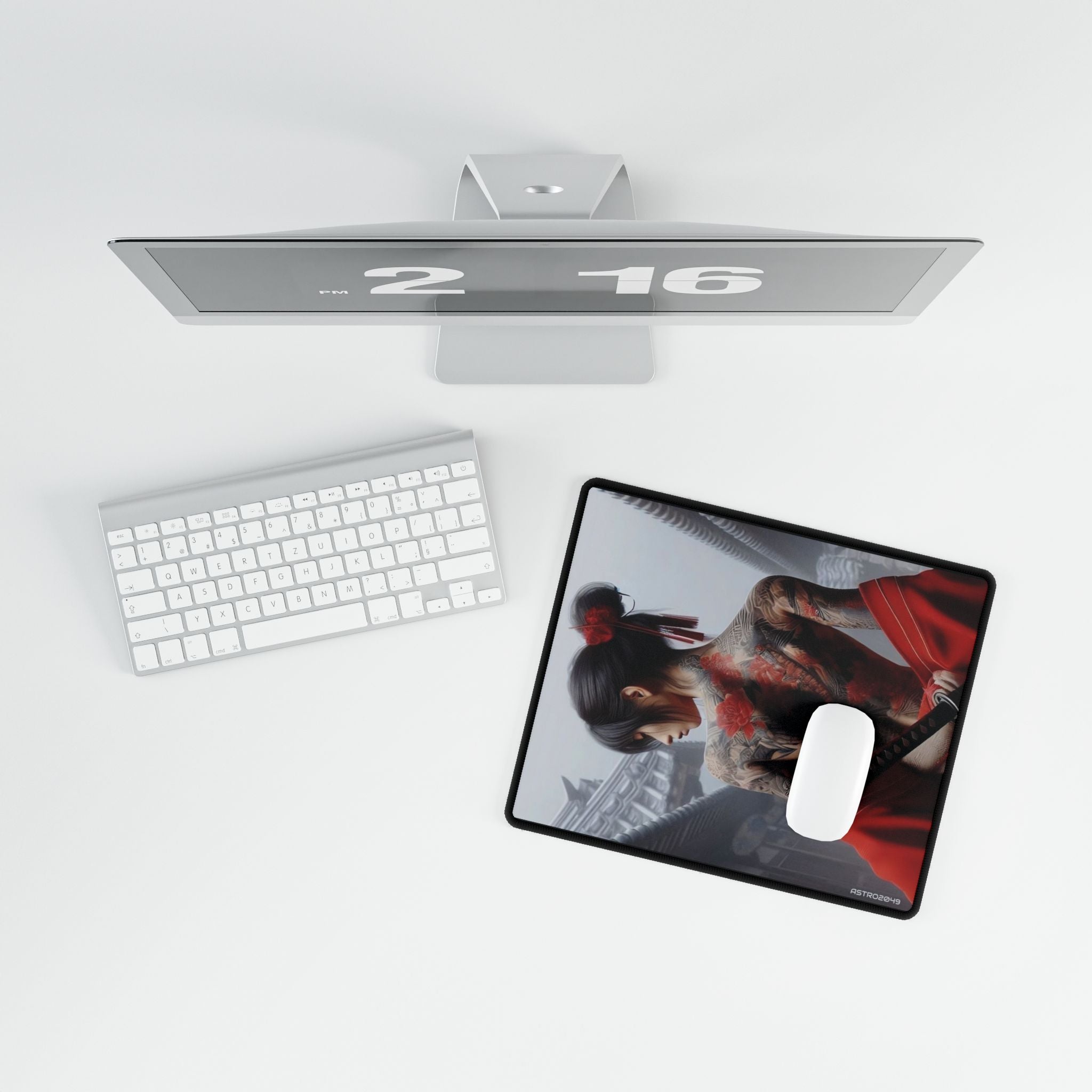 CYBERPUNK - GEISHA - SAMURAI - Japanese Warrior Desk Mat, Gaming Mouse Pad, Office Decor, Personalized Home Office Style