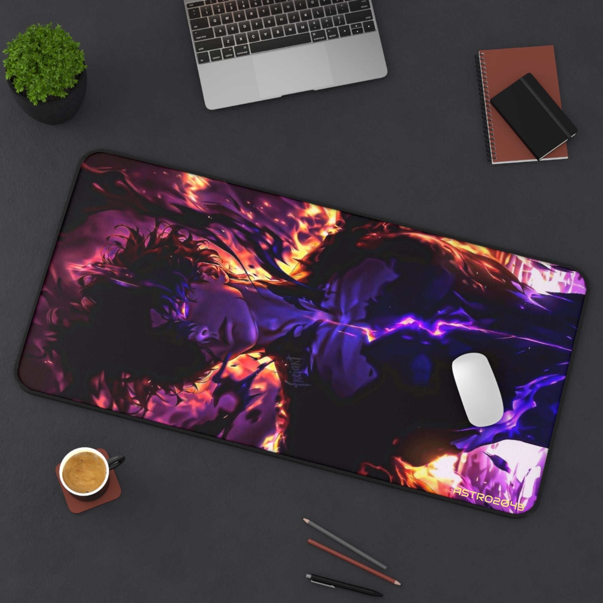 SOLO LEVELING - Sung Jinwoo - ARISE - Futuristic Fire Desk Mat - Gaming Mouse Pad, Office Decor, Unique Gifts for Gamers, Desk Accessories