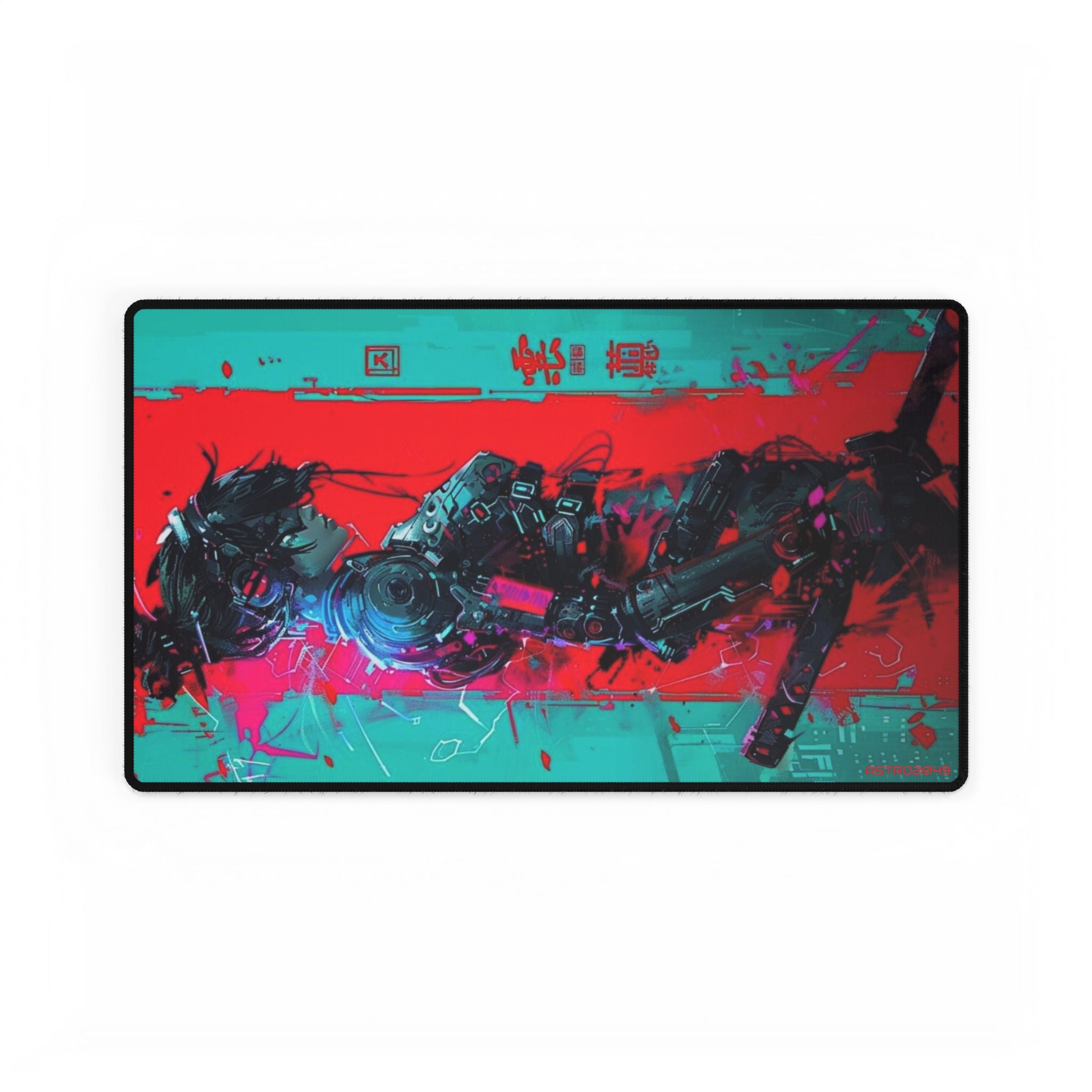 CYBERPUNK - SAMURAI - Colorful Gaming Desk Mat with Abstract Design, Desk Pad for Gamers, Office Decor, Mouse Mat, Home Workspace