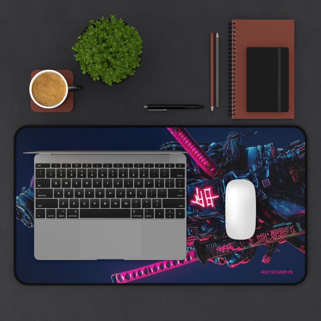 CYBERPUNK - SAMURAI - Cyberpunk Desk Mat, Neon Gaming Mouse Pad, Stylish Workspace Accessory, Gift for Gamers, Tech Enthusiasts