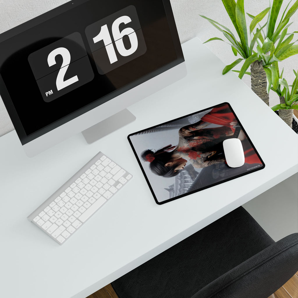 CYBERPUNK - GEISHA - SAMURAI - Japanese Warrior Desk Mat, Gaming Mouse Pad, Office Decor, Personalized Home Office Style