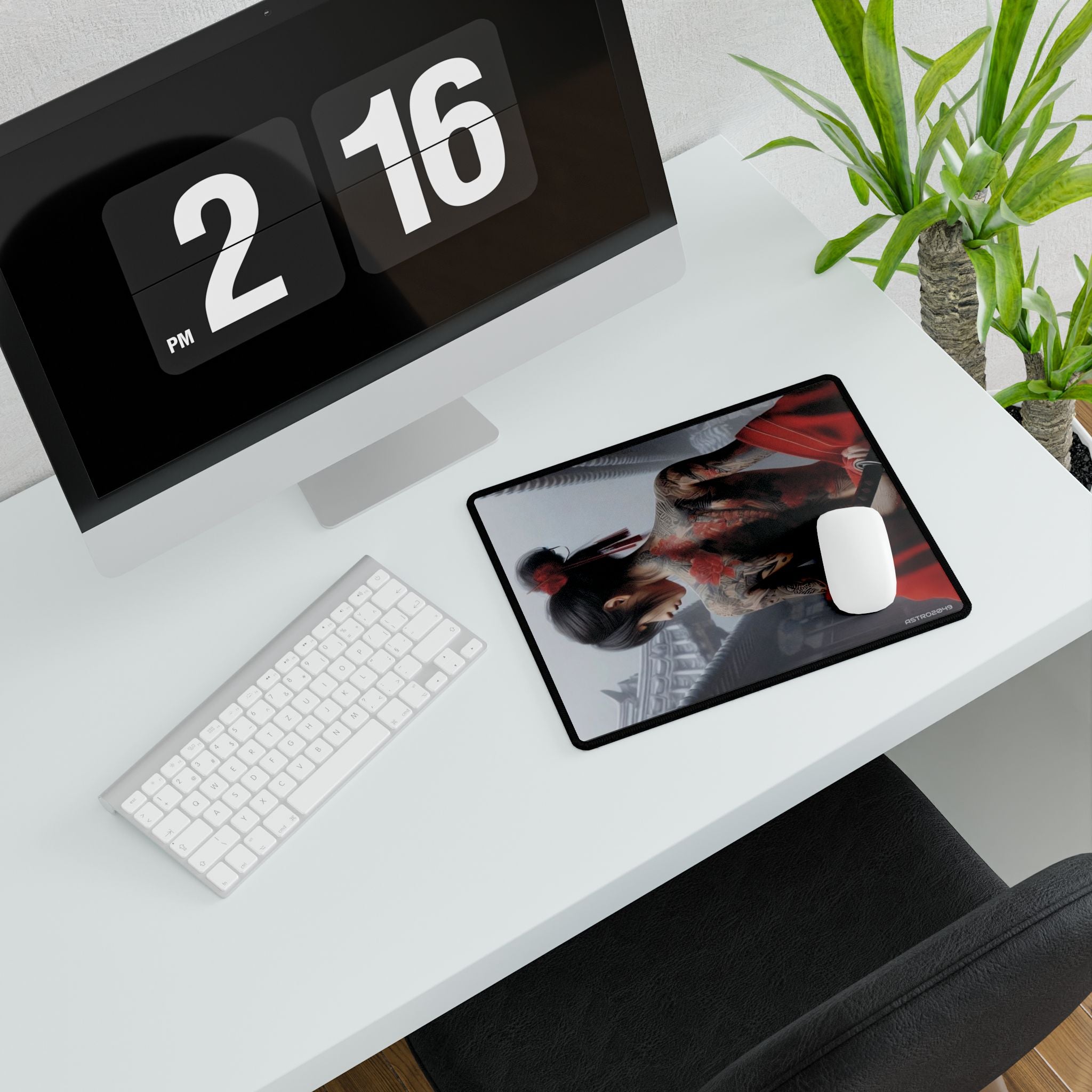 CYBERPUNK - GEISHA - SAMURAI - Japanese Warrior Desk Mat, Gaming Mouse Pad, Office Decor, Personalized Home Office Style