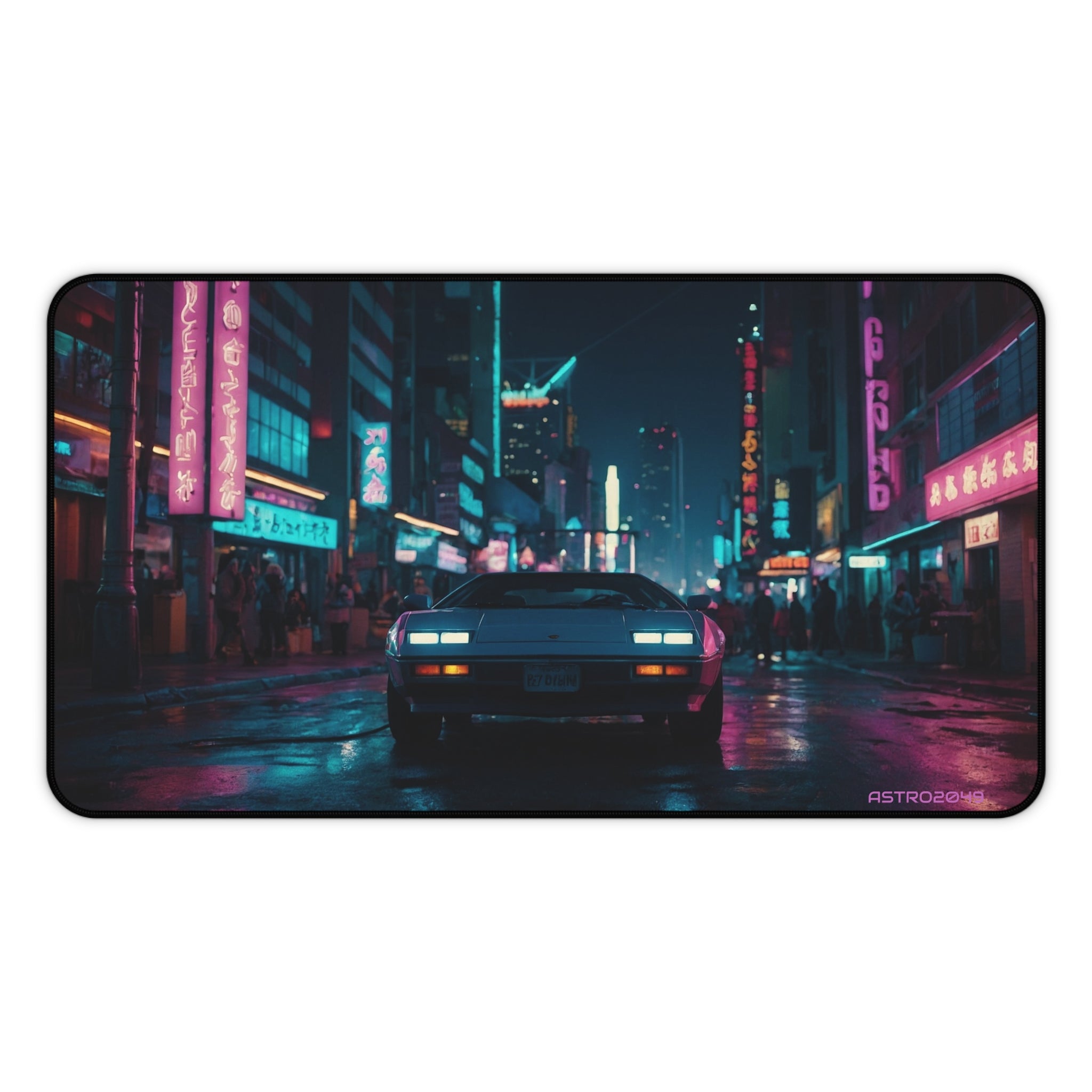 CYBERPUNK - RETROWAVE - Retro Neon City Desk Mat - Stylish Gaming Mouse Pad, Vintage Aesthetic Office Decor, Gift for Gamers,Tech Lover