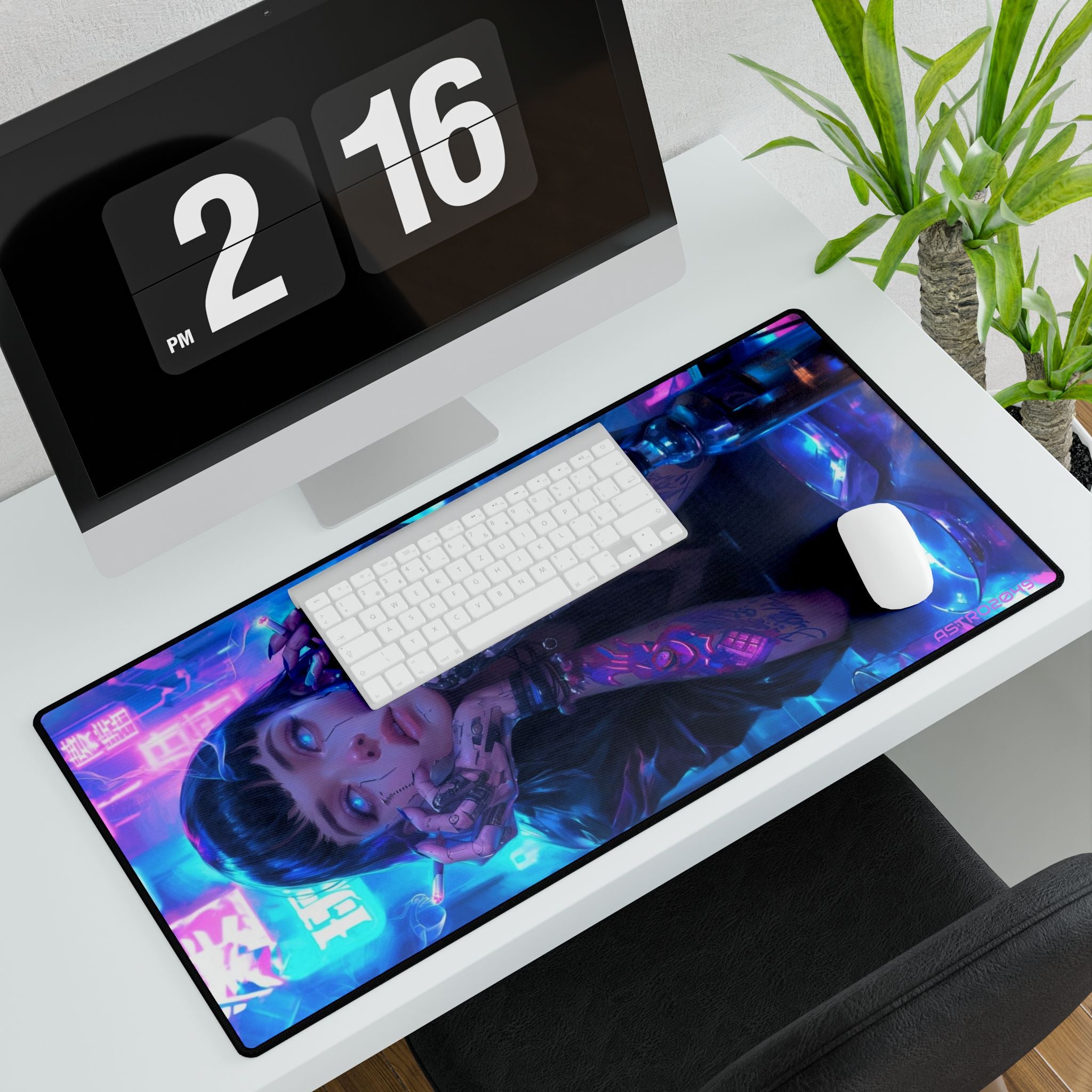 CYBERPUNK - Vibrant Desk Mat for Gamers, Colorful Desk Accessories, Gaming Setup, Office Decor, Gift for Tech Lovers, Digital Art
