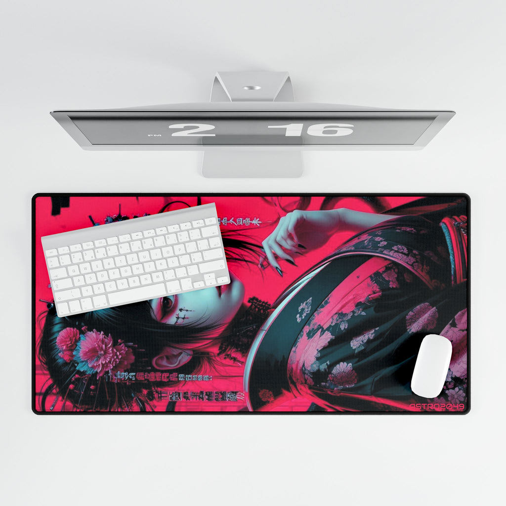 CYBERPUNK - GEISHA - Vibrant Desk Mat with Japanese Aesthetic, Office Decor, Gaming Accessory, Gift for Students, Desk Accessories