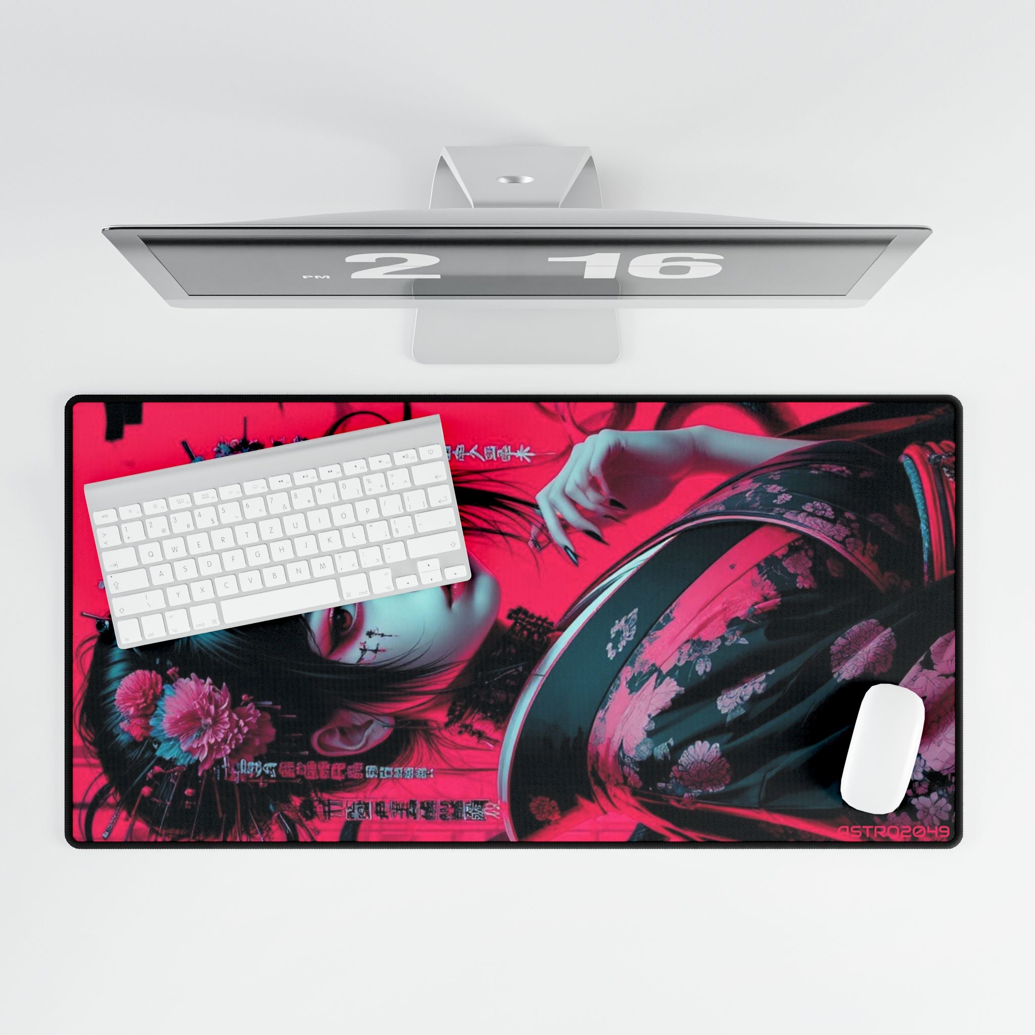 CYBERPUNK - GEISHA - Vibrant Desk Mat with Japanese Aesthetic, Office Decor, Gaming Accessory, Gift for Students, Desk Accessories