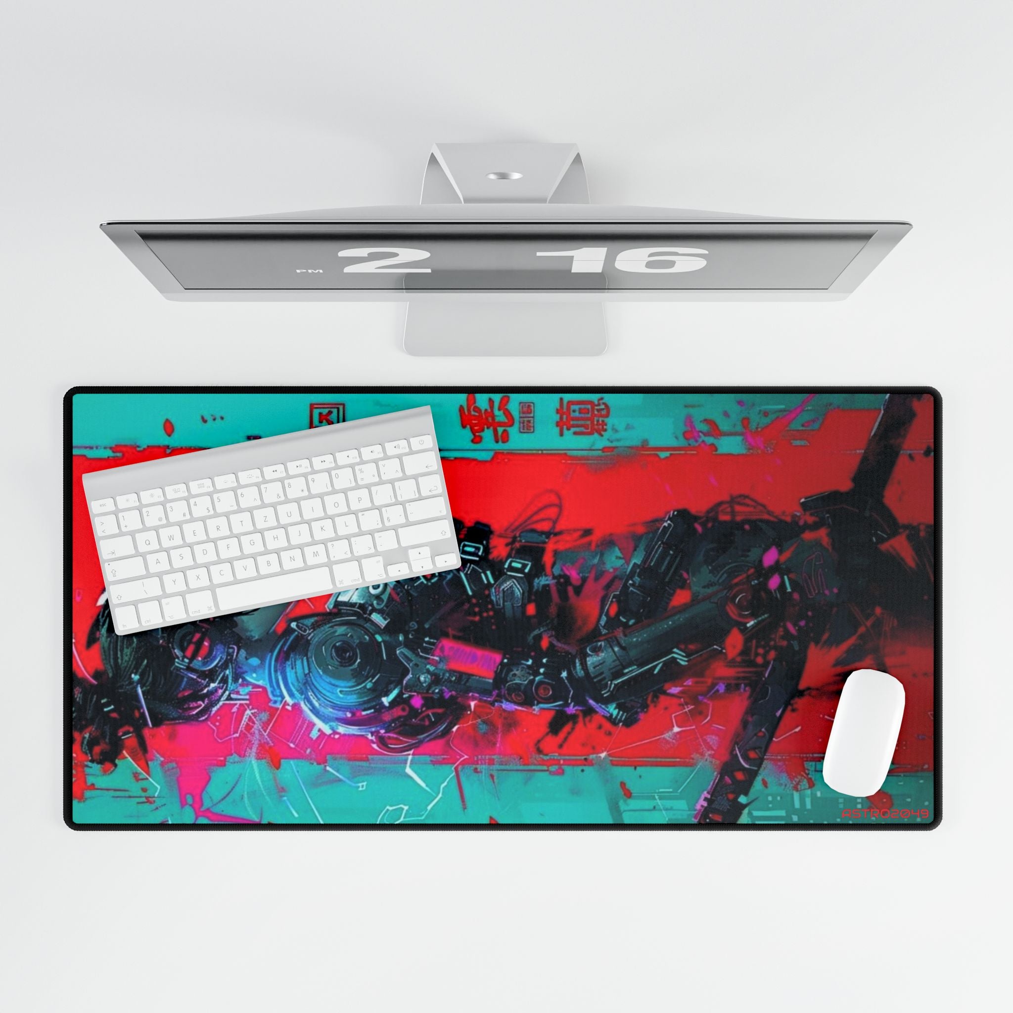 CYBERPUNK - SAMURAI - Colorful Gaming Desk Mat with Abstract Design, Desk Pad for Gamers, Office Decor, Mouse Mat, Home Workspace