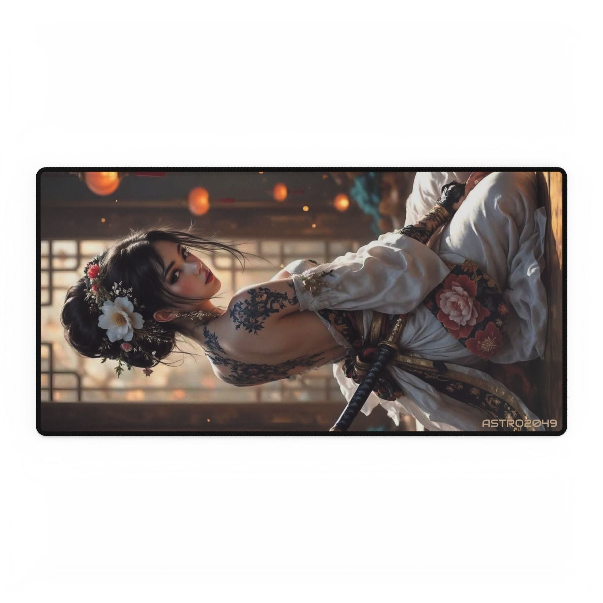 CYBERPUNK - GEISHA - SAMURAI - Artistic Desk Mat - Aesthetic Desk Accessories for Study & Workspaces, Gift for Students, Home Office Decor