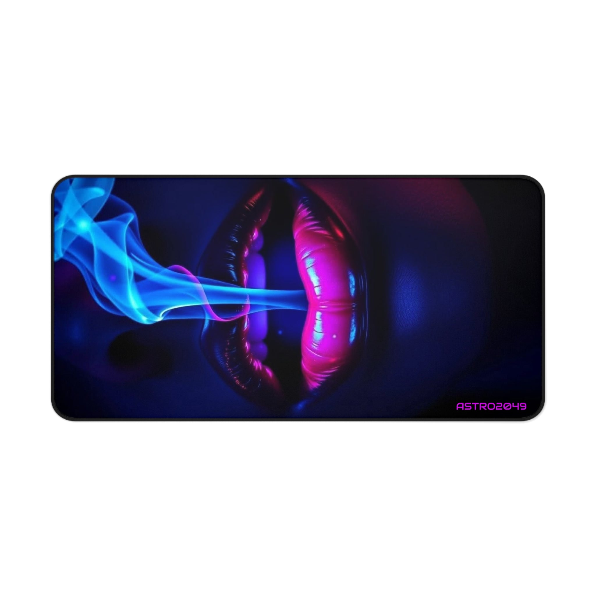 CYBERPUNK - Futuristic Desk Mat, Vibrant Neon Lips Desk Mat, Gaming Desk Pad, Gift for Artists, Colorful Workstation Accessory