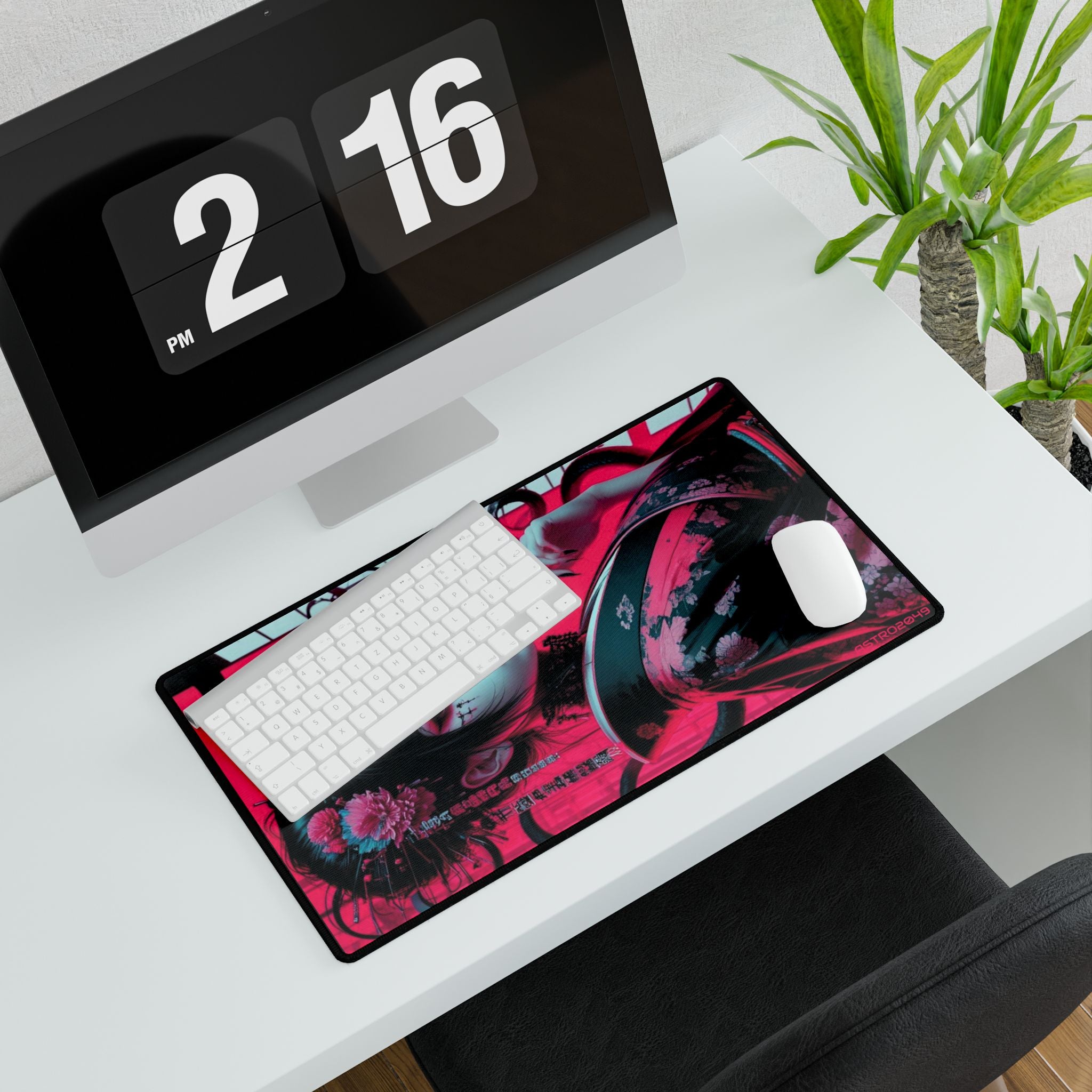 CYBERPUNK - GEISHA - Vibrant Desk Mat with Japanese Aesthetic, Office Decor, Gaming Accessory, Gift for Students, Desk Accessories
