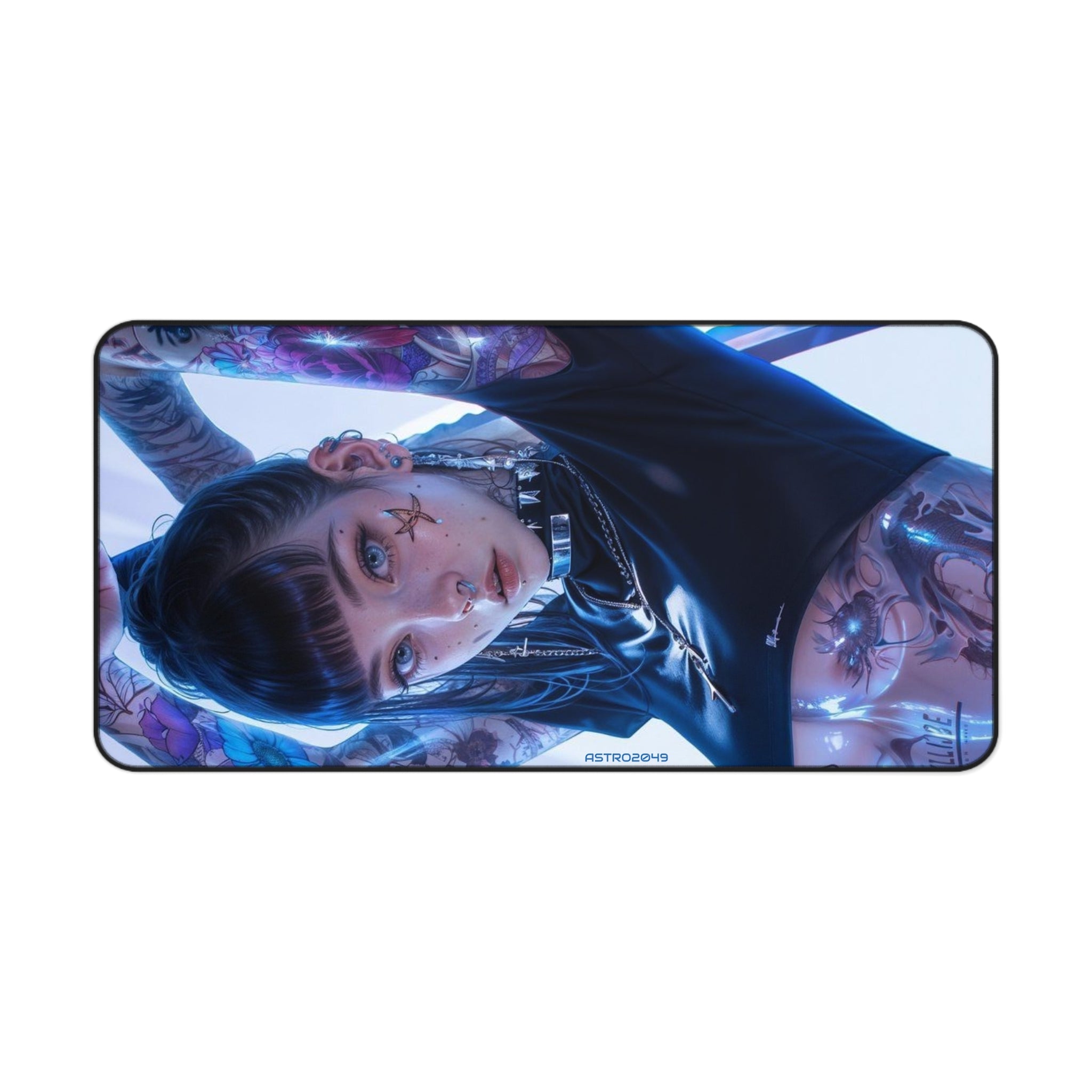 CYBERPUNK - TATTOO - Edgy Artistic Desk Mat, Gamer Mouse Pad, Office Decor, Unique Workstation Mat, Aesthetic Desk Accessory