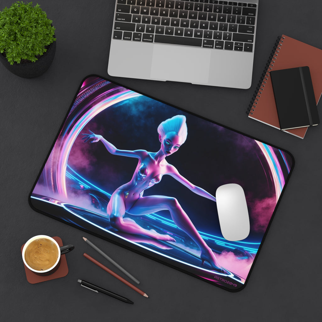 CYBERPUNK - ALIEN - Galactic Alien Themed Desk Mat, Sci-Fi Mouse Pad, Office Decor, Gaming Accessory, Unique Gift for Space Lovers