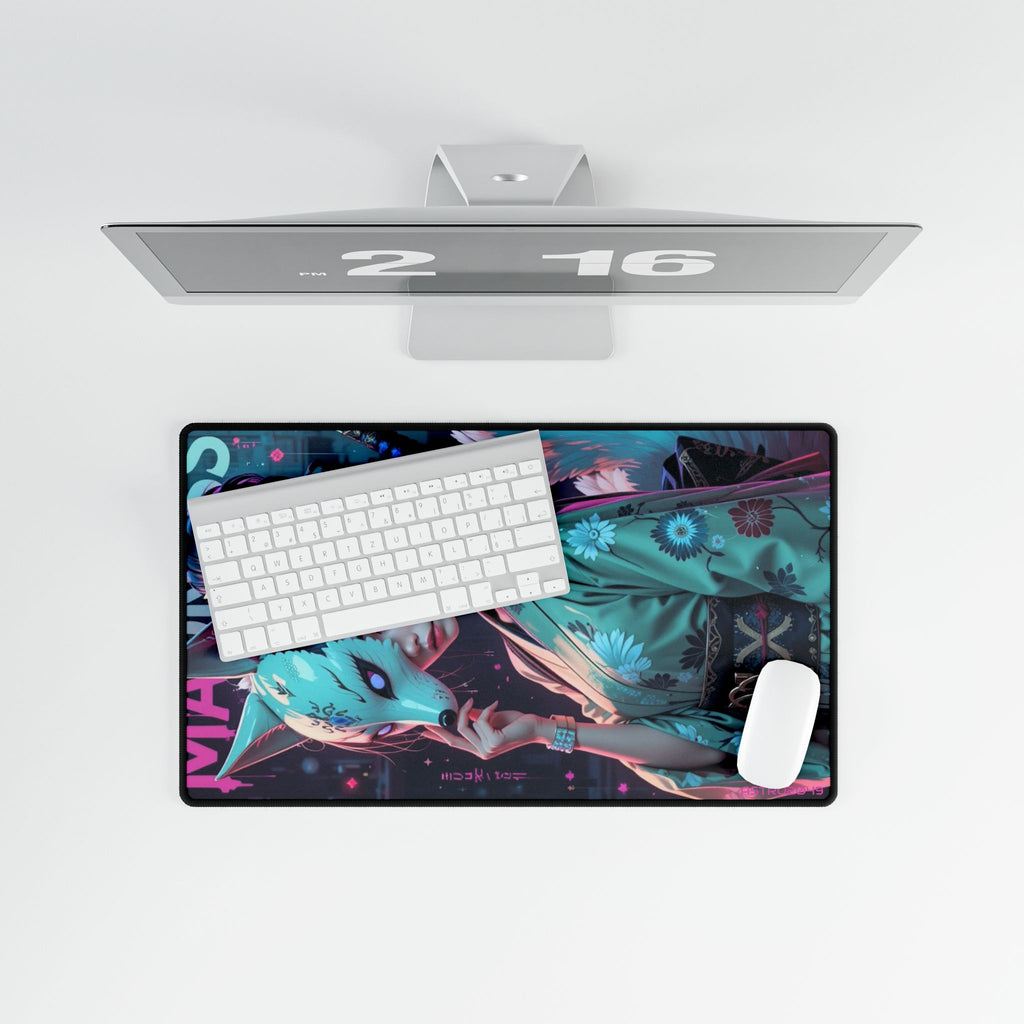 CYBERPUNK - GEISHA - Artistic Desk Mat with Japanese Inspired Design, Gaming Desk Pad, Home Office Accessories, Mouse Pad