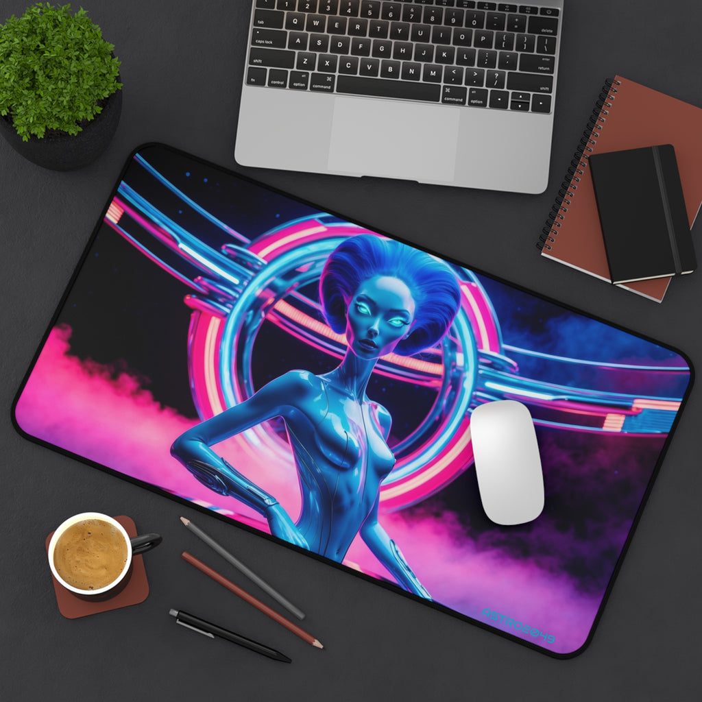 CYBERPUNK - ALIEN -Futuristic Alien Desk Mat - Neon Workspace Accessory, Gaming Mat, Computer Pad, Sci-Fi Decor, Unique Gift