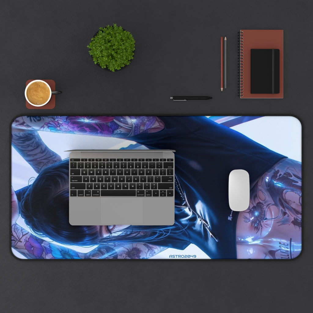 CYBERPUNK - TATTOO - Edgy Artistic Desk Mat, Gamer Mouse Pad, Office Decor, Unique Workstation Mat, Aesthetic Desk Accessory