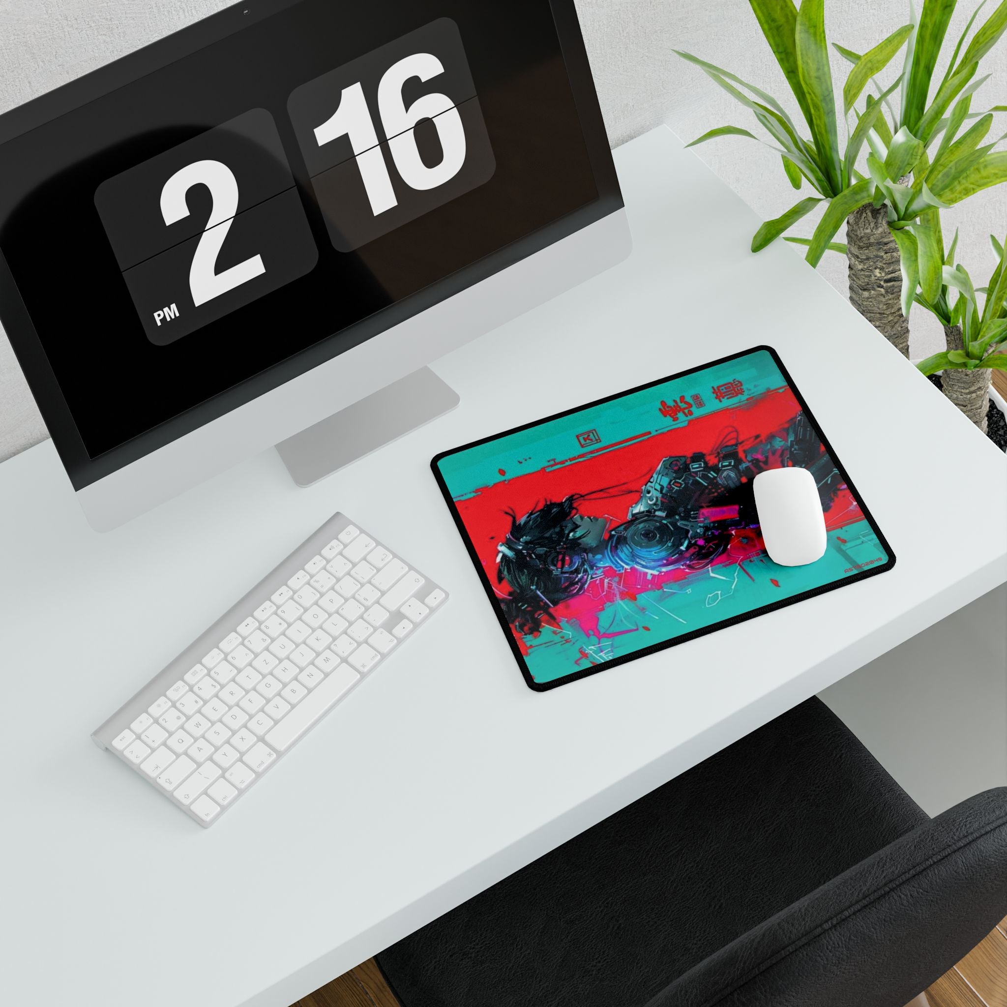 CYBERPUNK - SAMURAI - Colorful Gaming Desk Mat with Abstract Design, Desk Pad for Gamers, Office Decor, Mouse Mat, Home Workspace