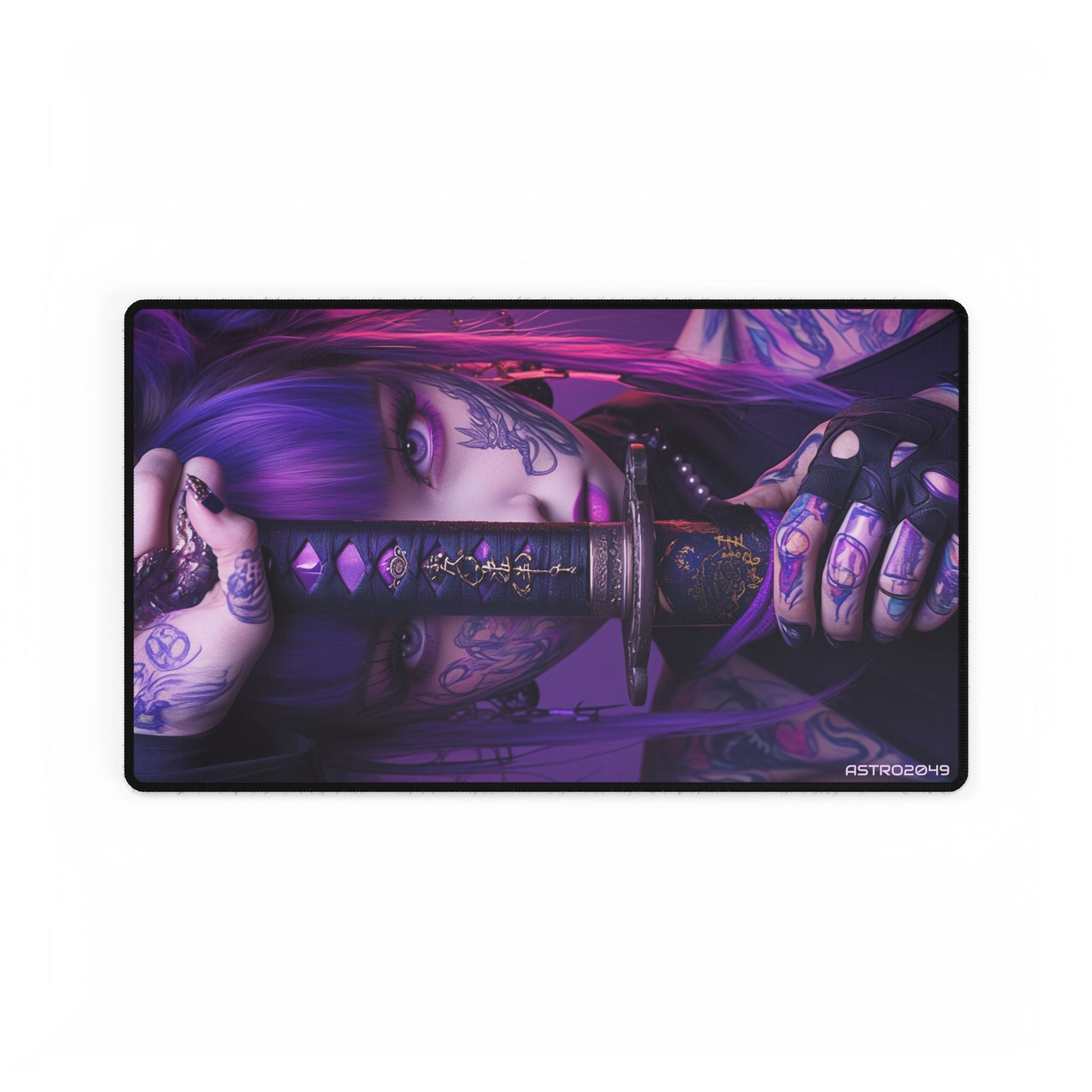 CYBERPUNK - SAMURAI - Vibrant Gamer Desk Mats, Artistic Desk Accessories, Gaming Mouse Pad, Custom Desk Pad, Home Office Decor