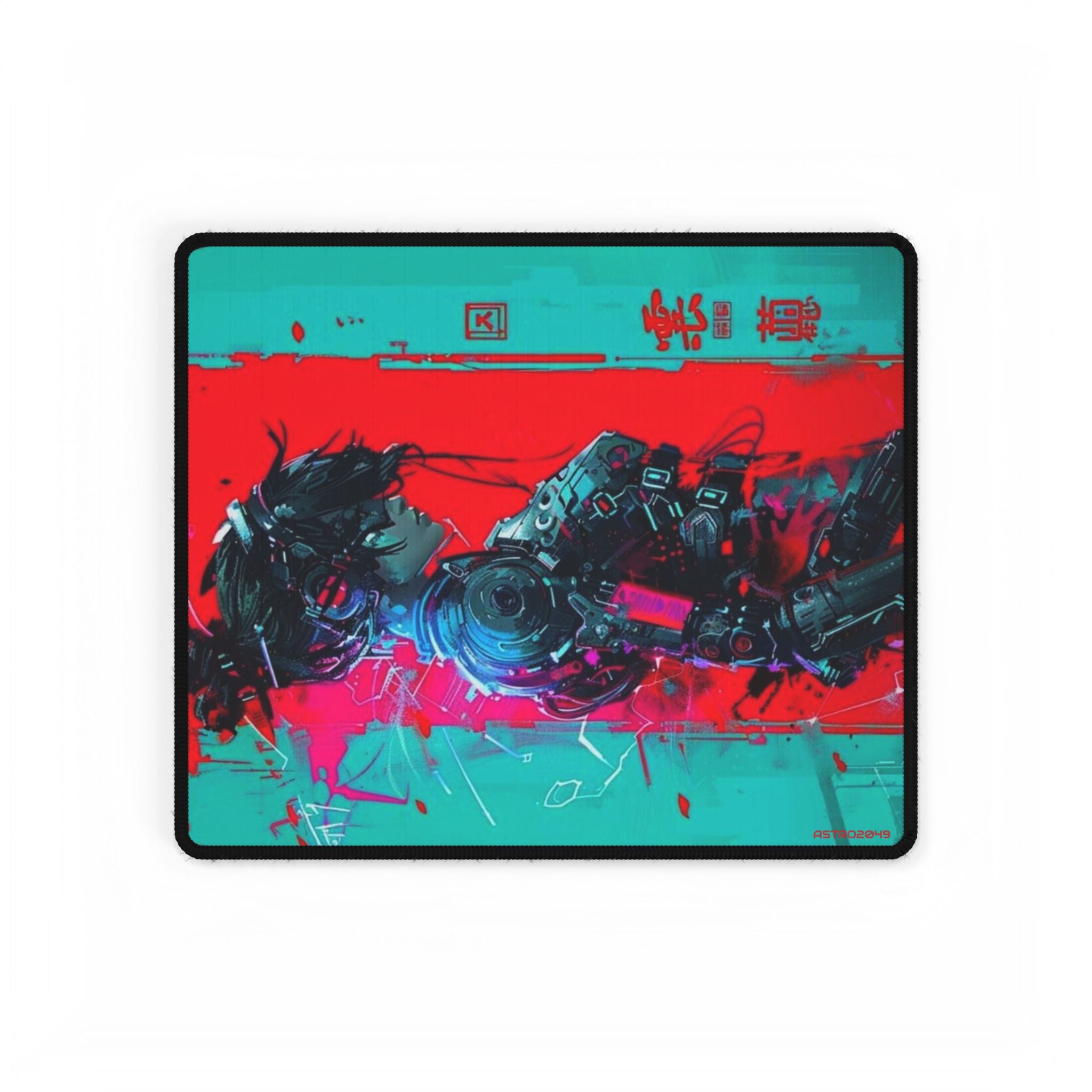 CYBERPUNK - SAMURAI - Colorful Gaming Desk Mat with Abstract Design, Desk Pad for Gamers, Office Decor, Mouse Mat, Home Workspace